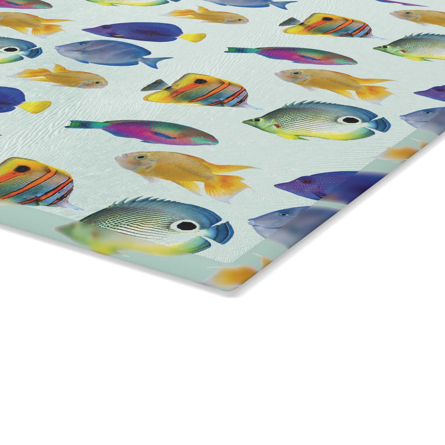 Glass Cutting Board, 2 sizes - School of Fish