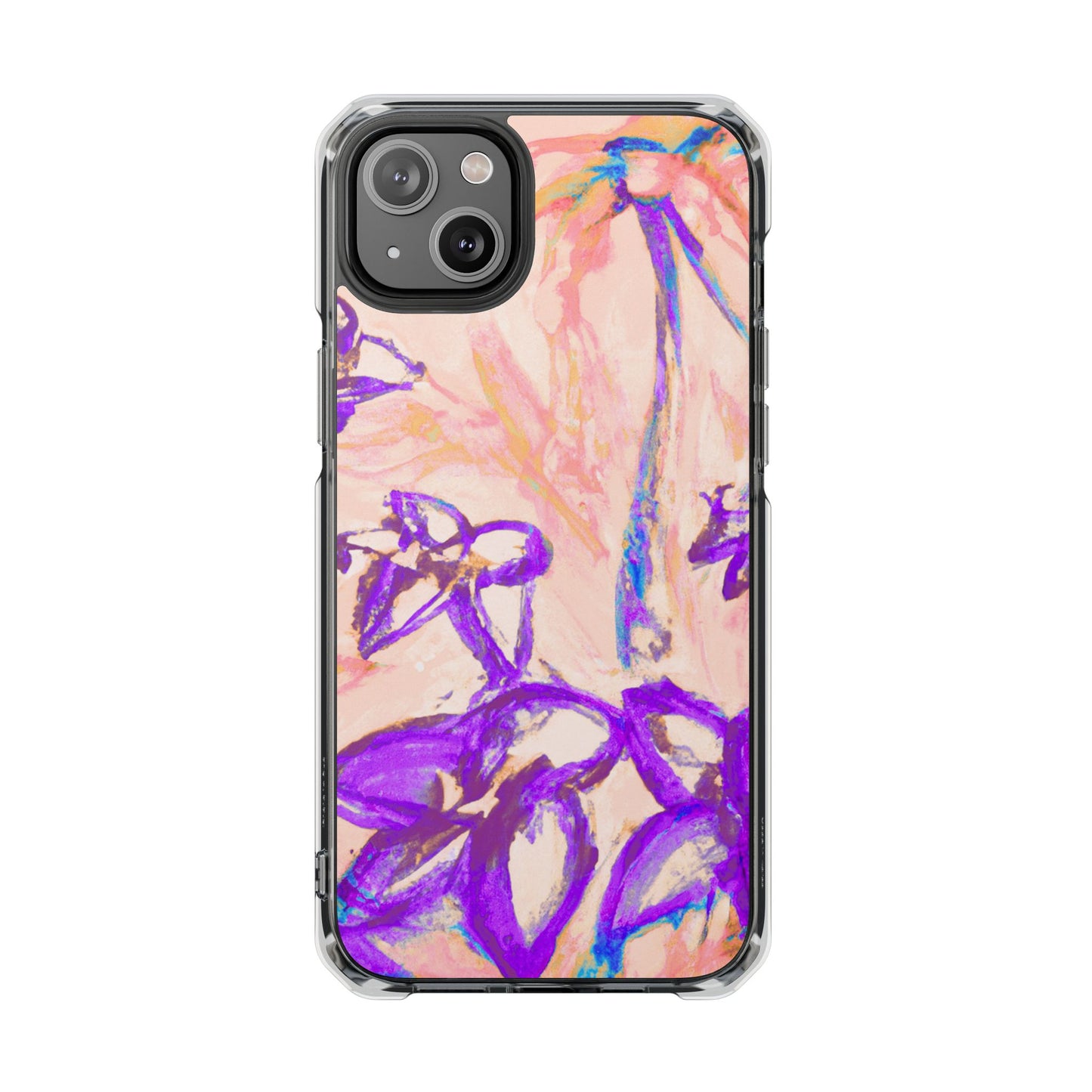 Tropical Doodles/Peach Magnetic Clear Phone Case, Many Models