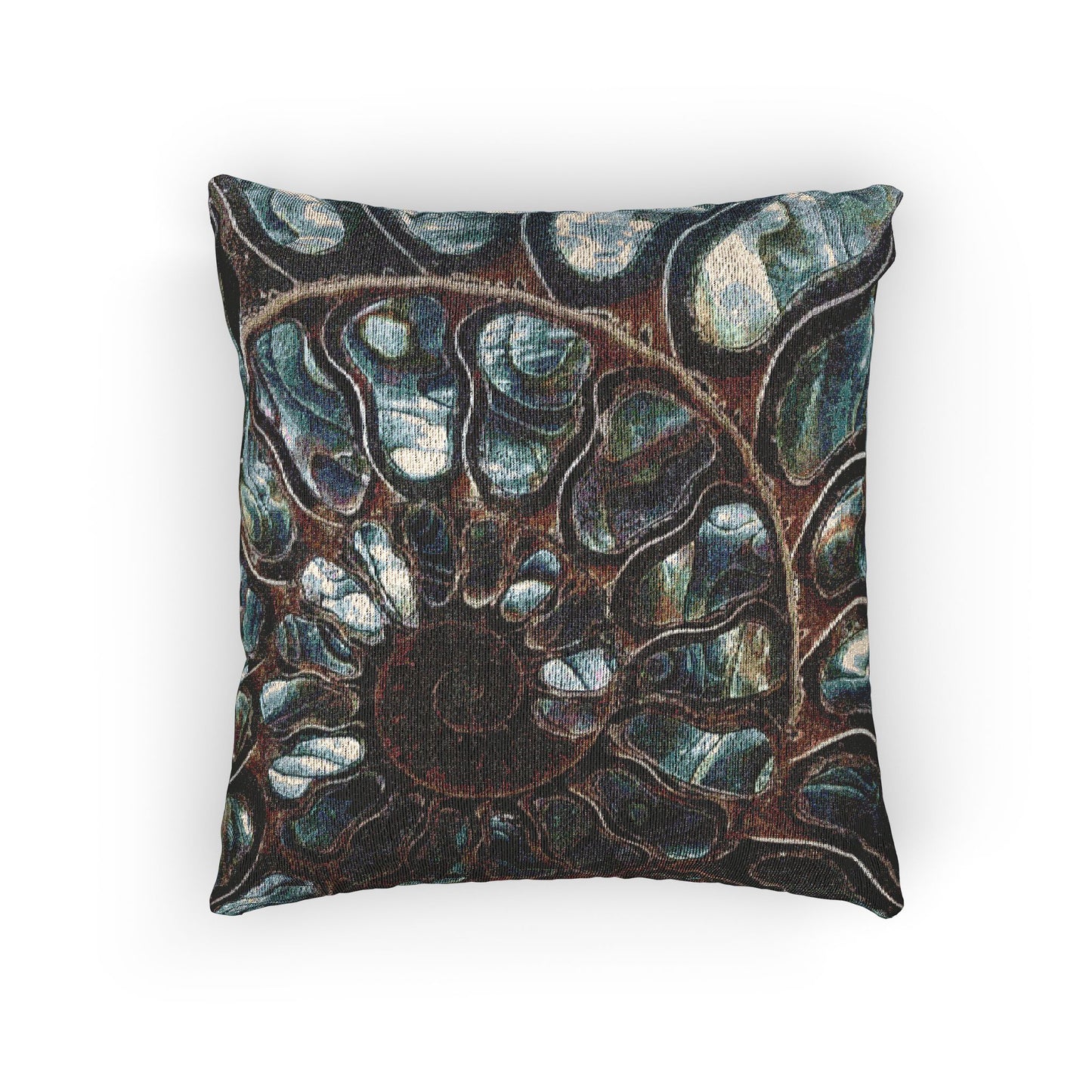 Woven Pillow, 17"W x 18"L ~ Ammonite and Abalone