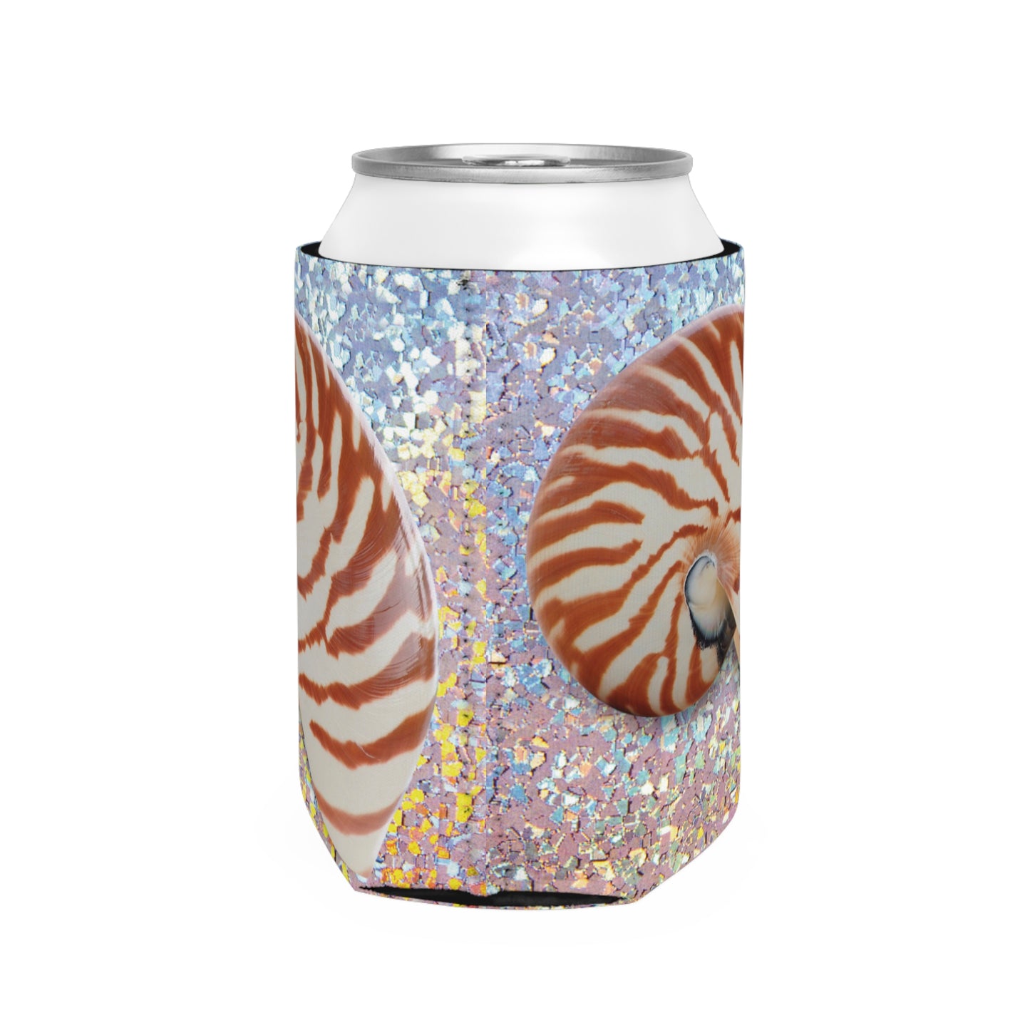 Disco Tiger Stripe Nautilus Shell Can Cooler Sleeve - Perfect for Outdoor Picnics