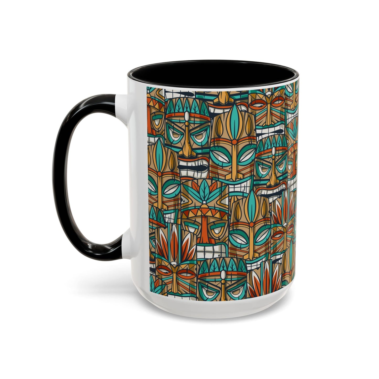 Accent Coffee Mug (11, 15oz), 8 Colors - Turquoise Tiki Party