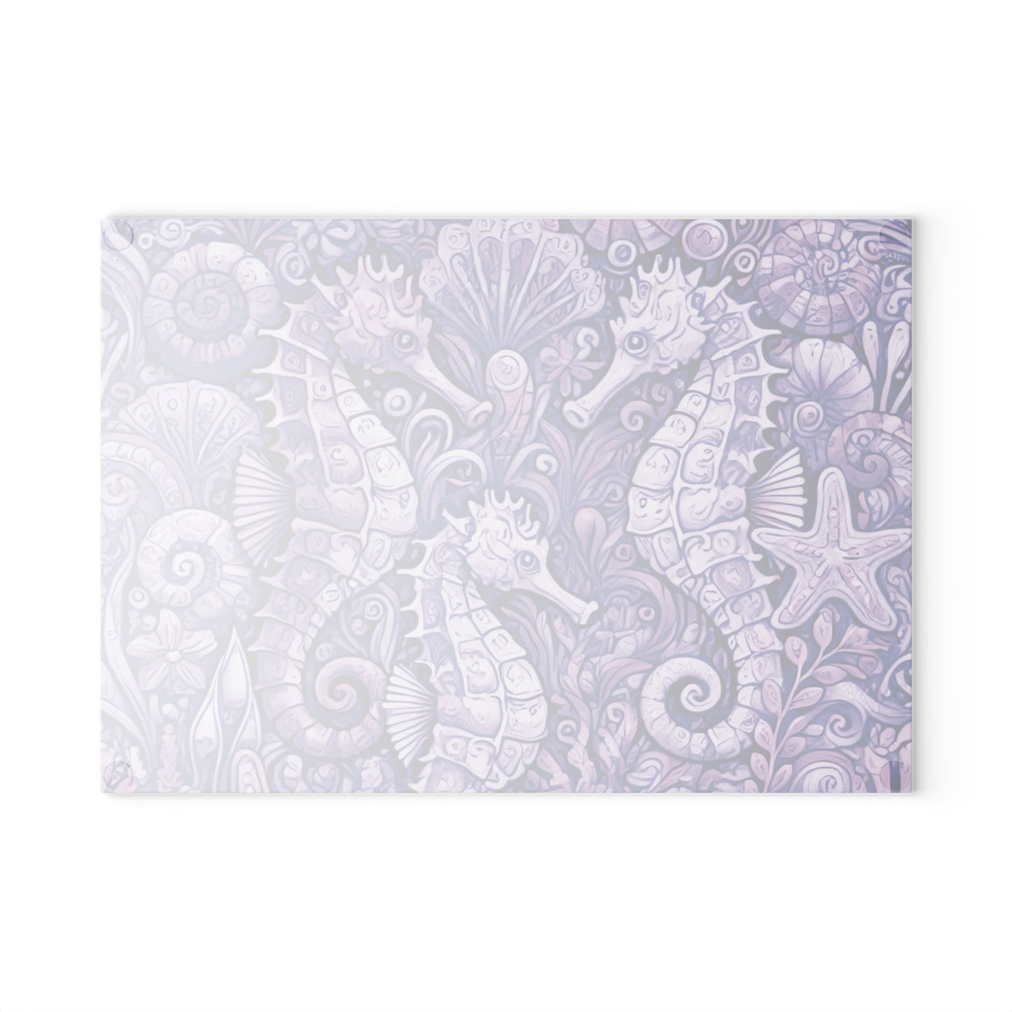 Glass Cutting Board, 2 sizes - Seahorses Amethyst