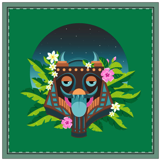 Tiki Boss Oke Polyester Napkins | SET of 4 | Stylish Table Decor, dark green