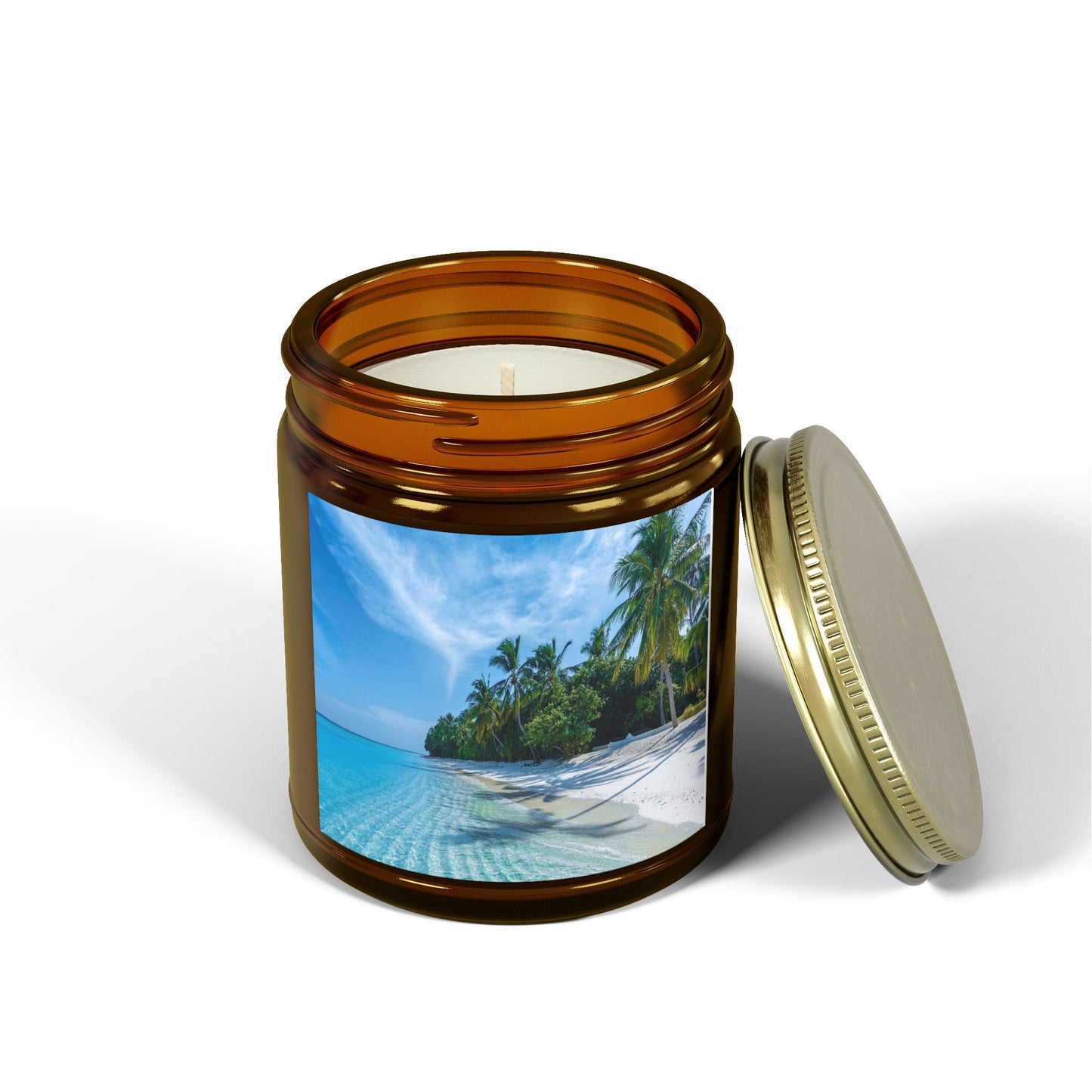 Scented Candles, Coconut Apricot Wax (4oz, 9oz) - Calming Private Beach