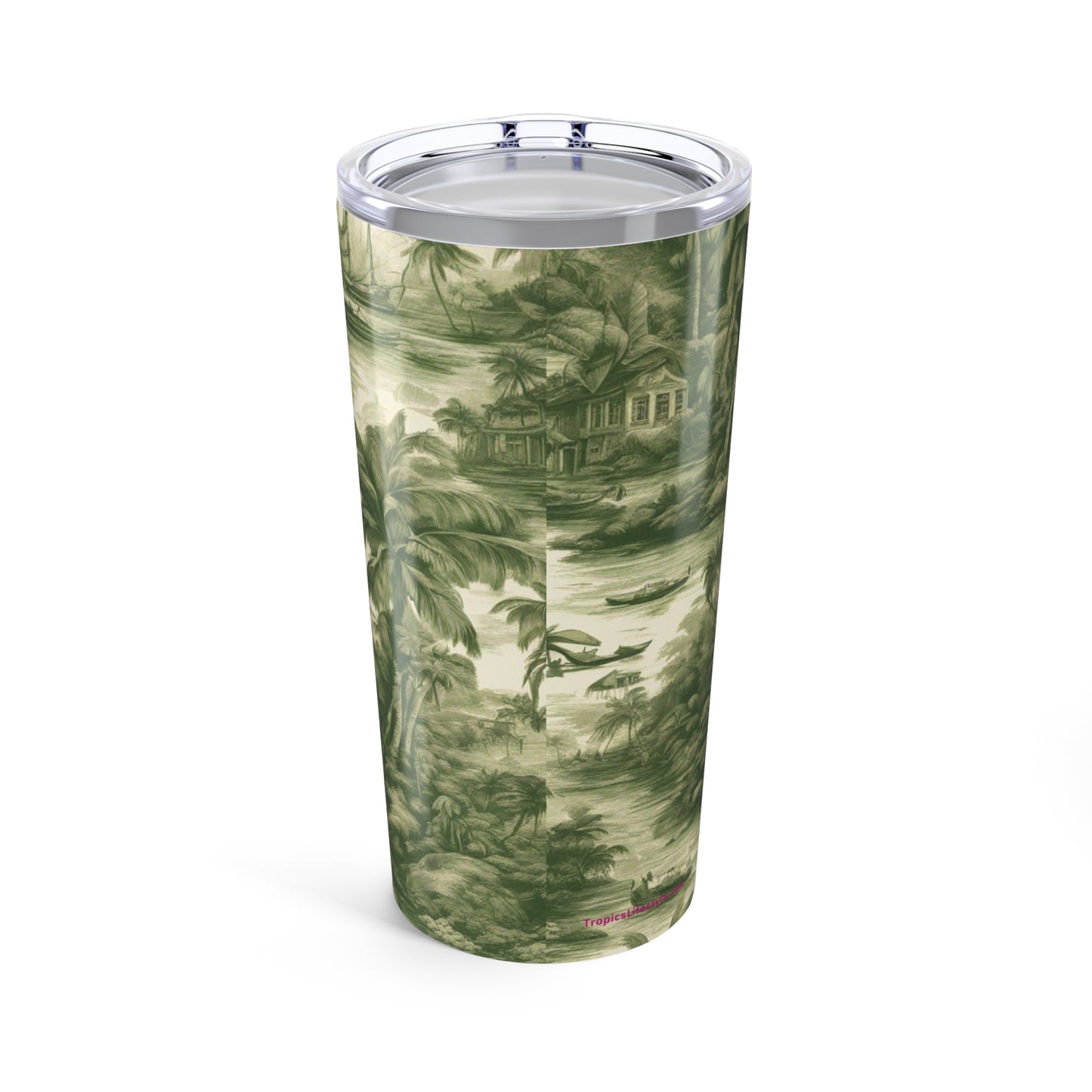 20oz Tropical Glossy Tumbler - Tropical Toile, Green