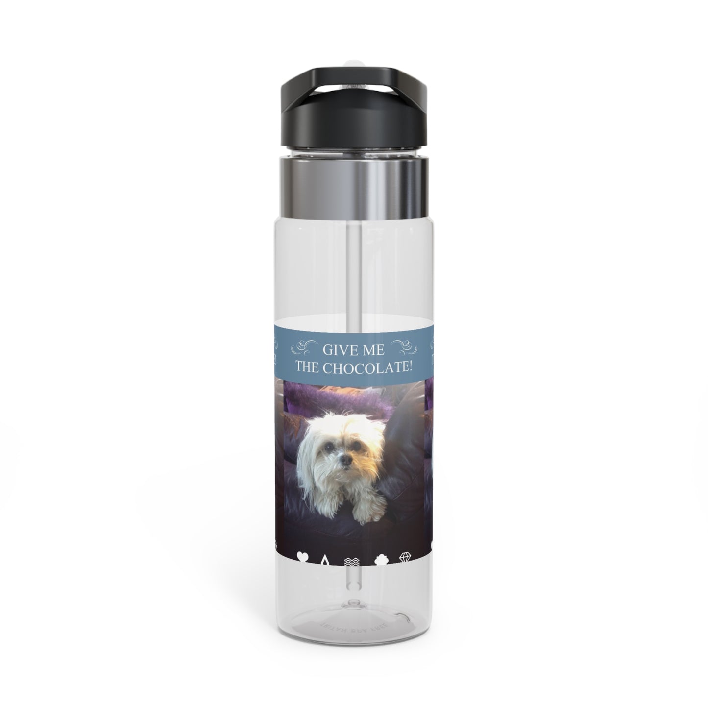 Dog 20oz Tritan Sport Water Bottle -  Leakproof, Lightweight, BPA-Free / Puppy Ariel Asks for Chocolate