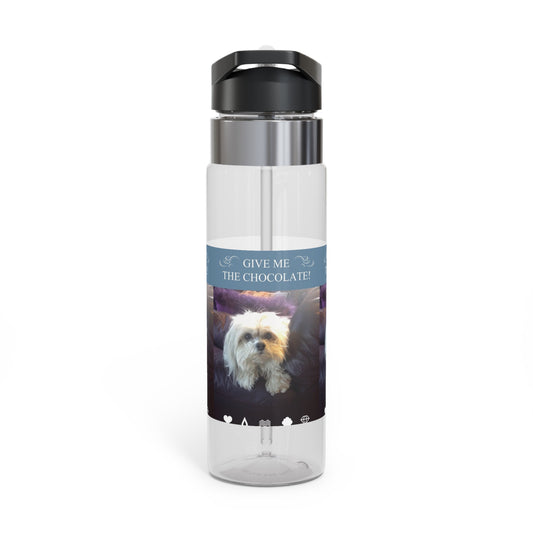 Dog 20oz Tritan Sport Water Bottle -  Leakproof, Lightweight, BPA-Free / Puppy Ariel Asks for Chocolate