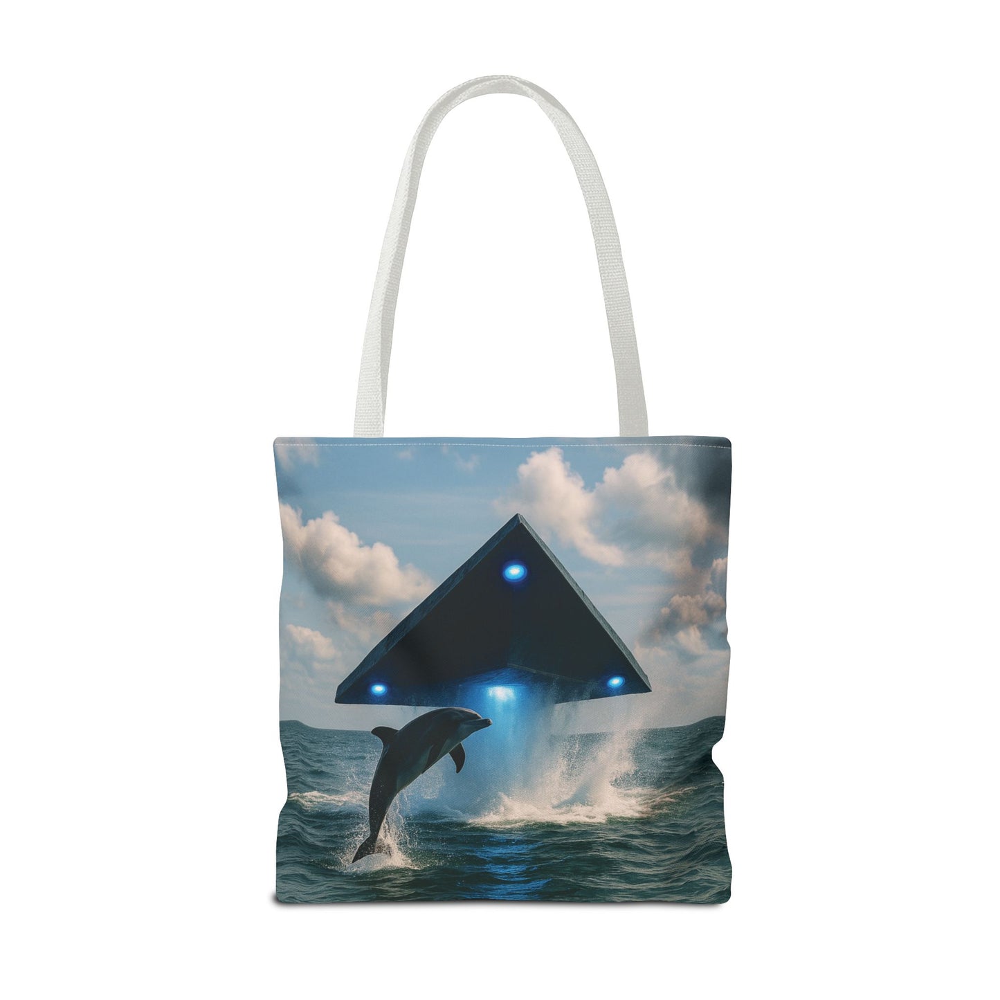 UFO and Dolphin in Ocean Tote Bag - 3 Sizes