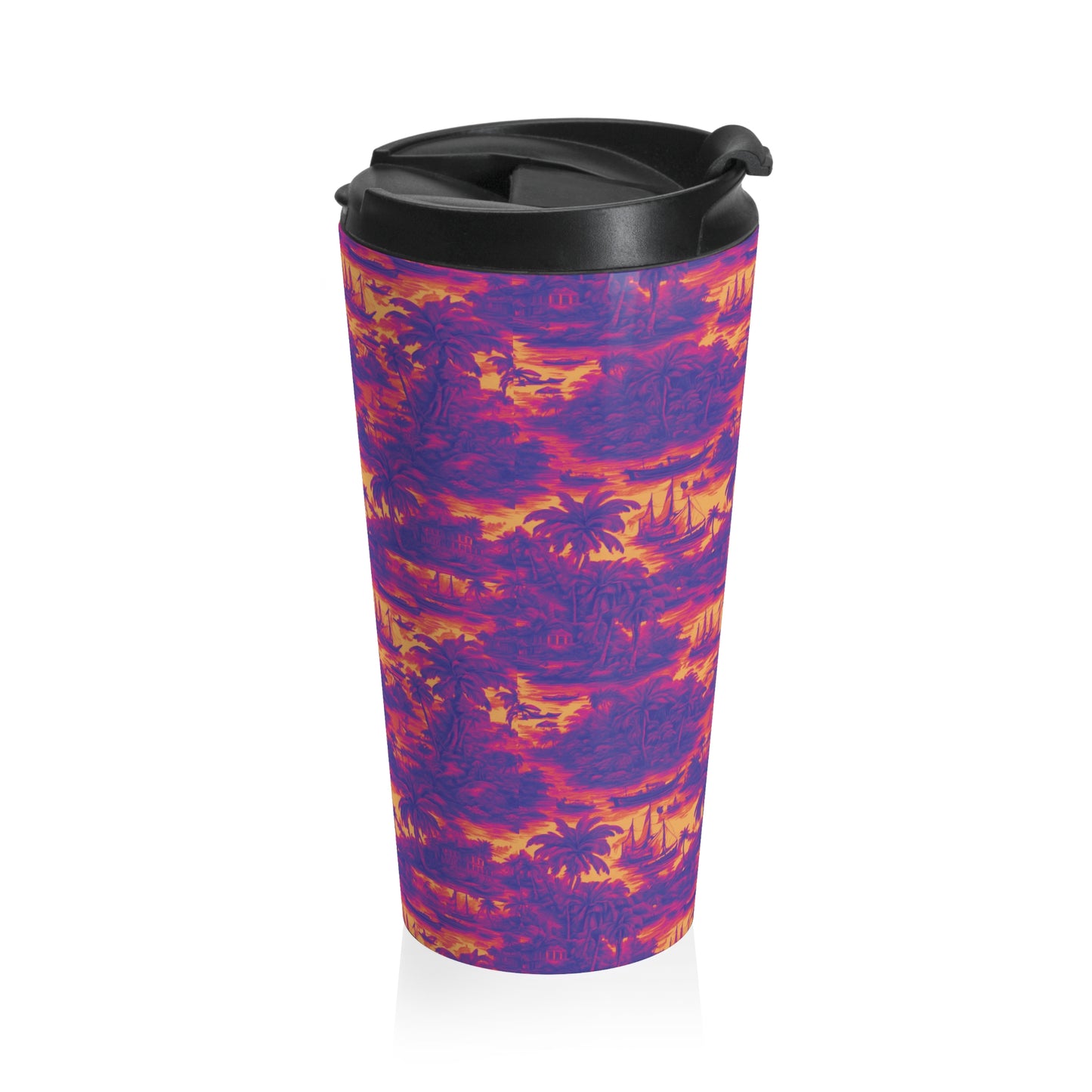 15 oz. Stainless Steel Travel Mug / Tropi Trip Toile Heatwave