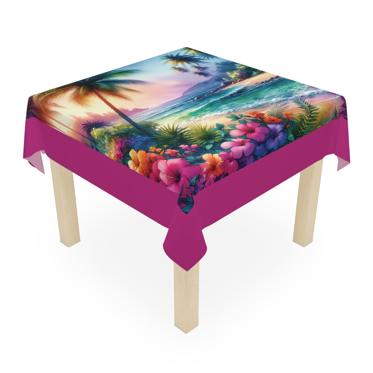 Bay of Peace/Pink Tablecloth, 55" x 55"