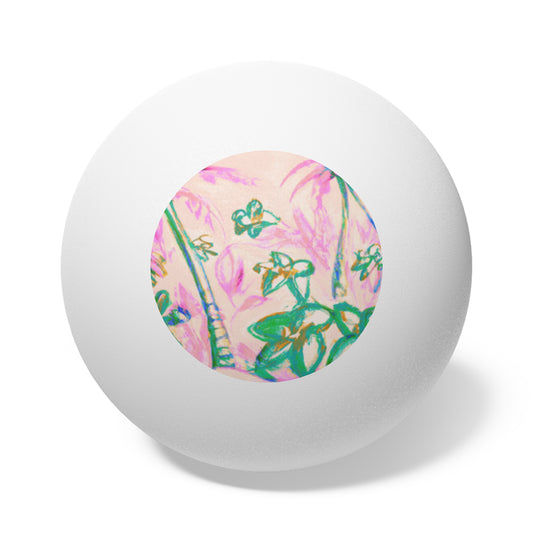 Tropical Paradise Ping Pong Balls - 6 Pack with Tropical Doodles, Pink