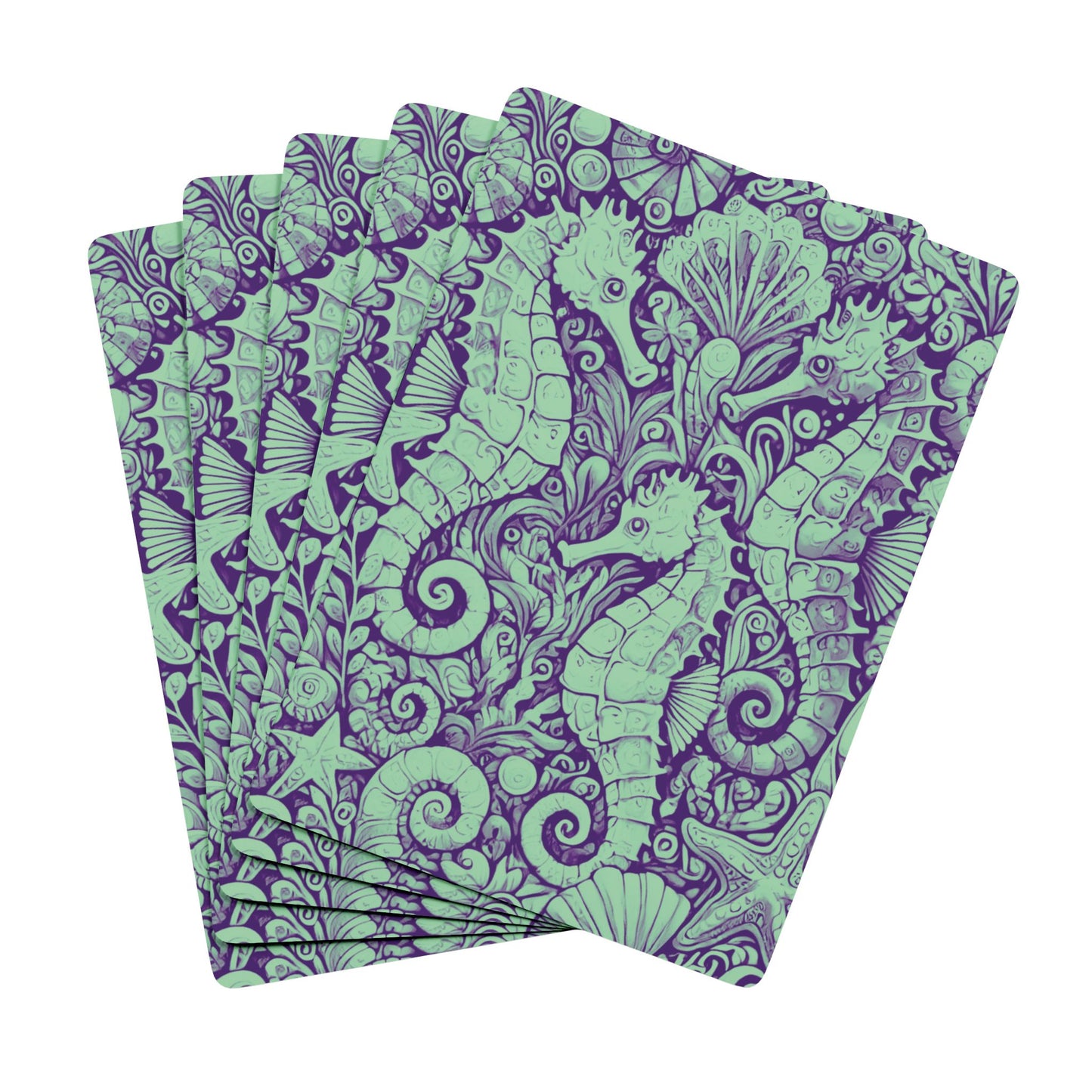 Poker Playing Cards - Seahorse Trio, Minty