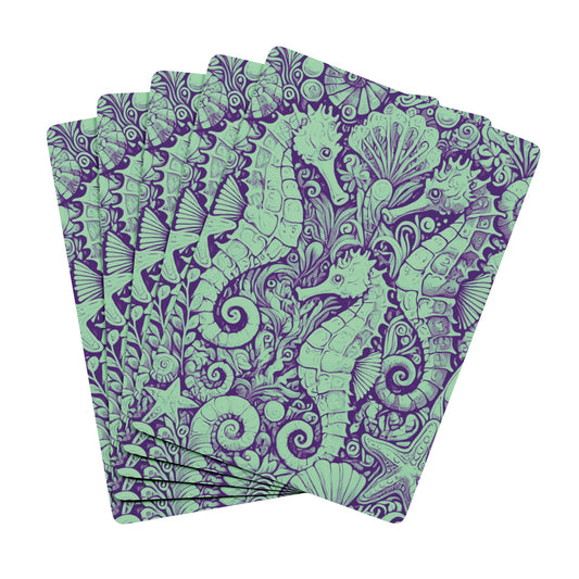Poker Playing Cards - Seahorse Trio, Minty