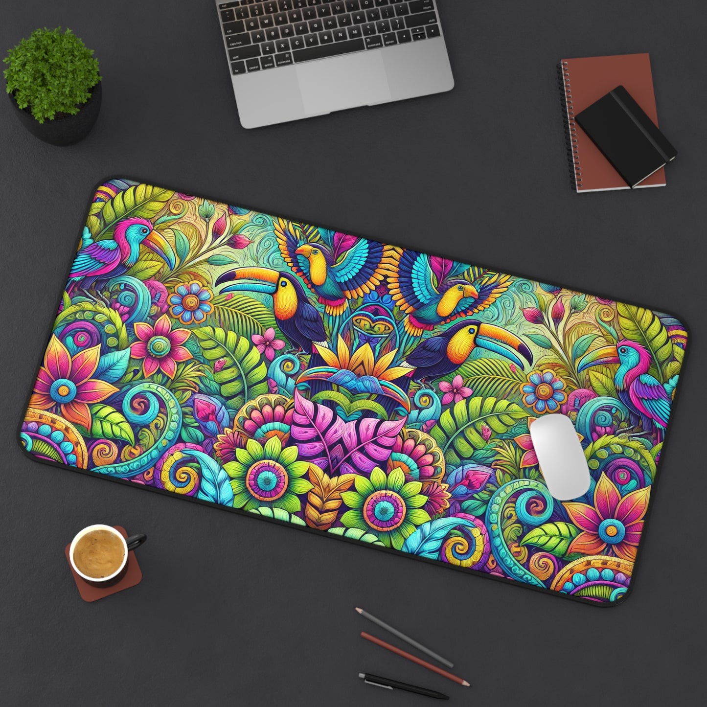 Tropical Mouse Pad/Desk Mat, 3 Sizes - Perfect for Home Office / Colorful Rainforest Parrots