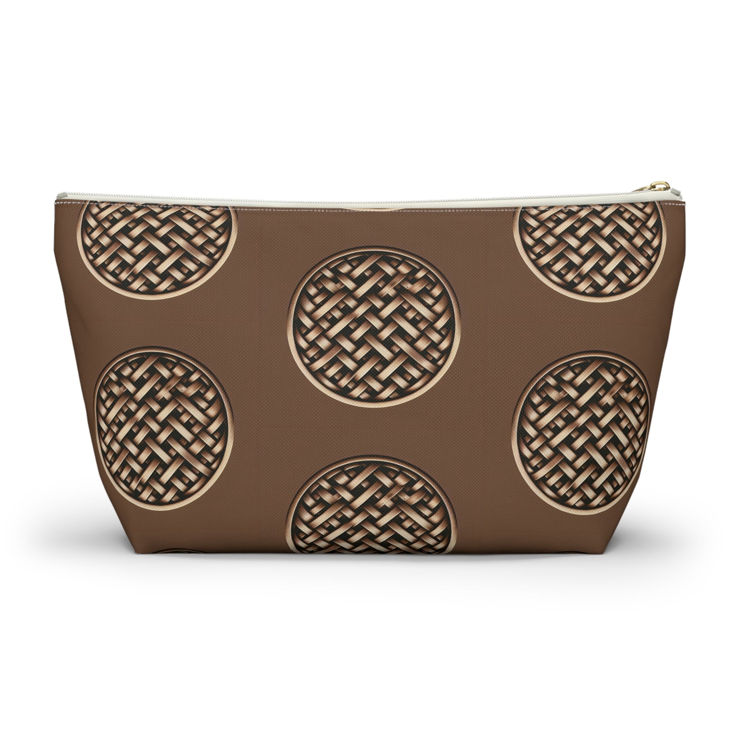 Tropical Accessory Pouch, 2 sizes | Makeup Bag | Perfect for Travel & Everyday Use / Brown Wicker Button