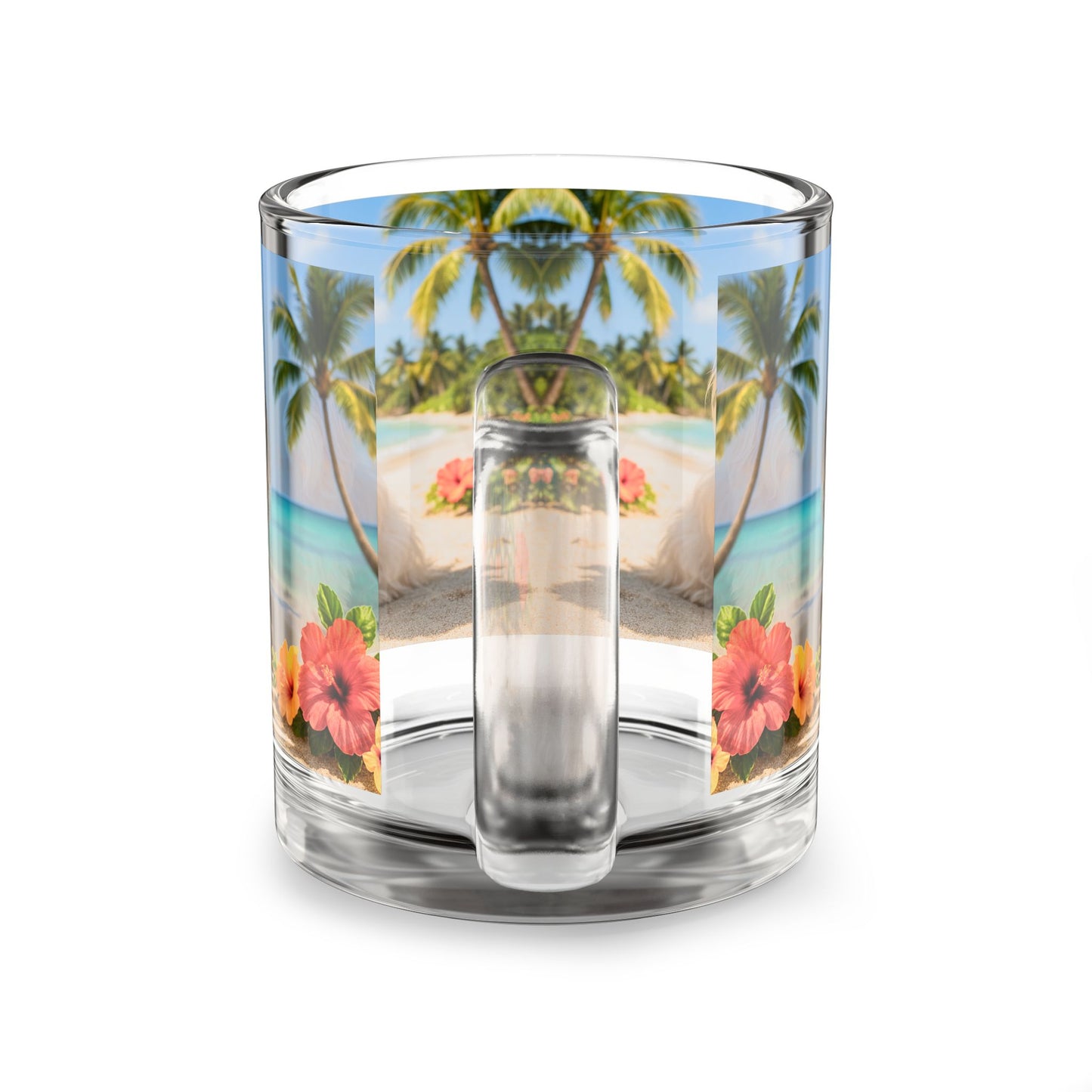 Puppy Ariel Glass Mug - 10oz, Perfect for Beach Lovers