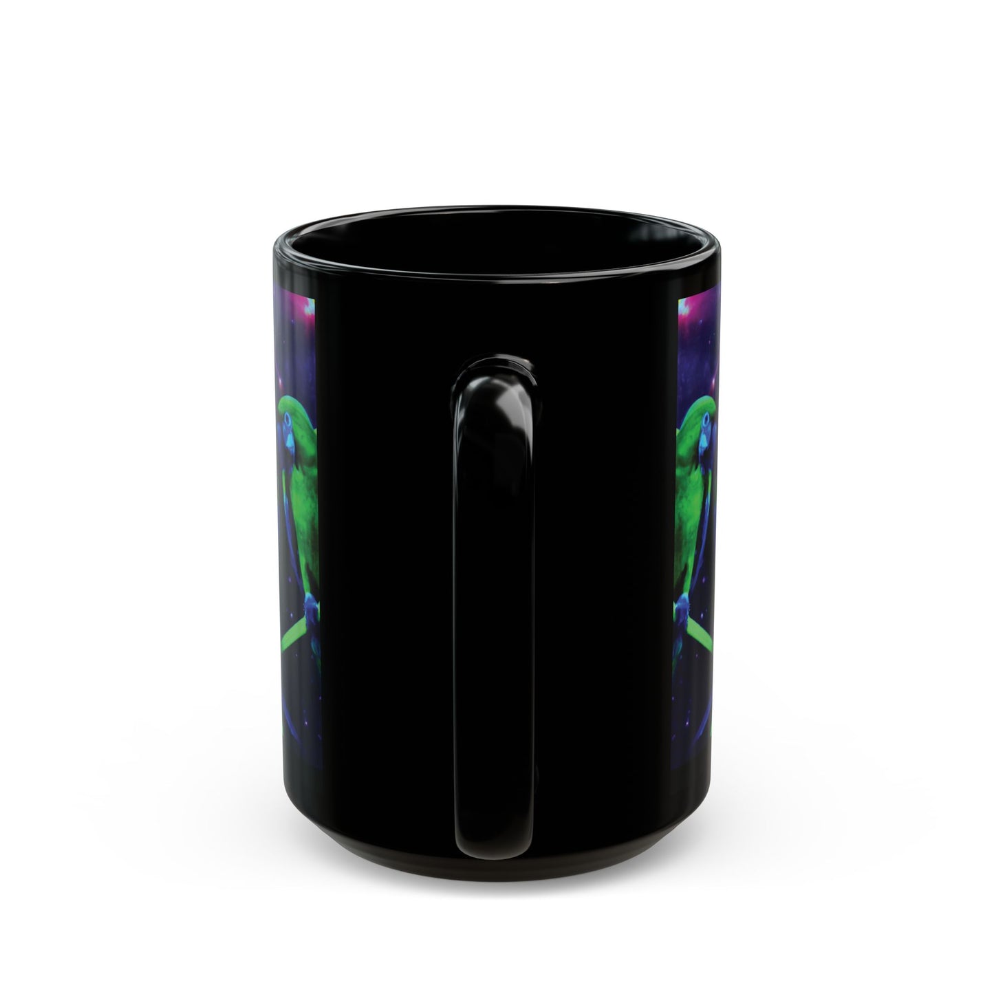 Black Coffee Mug - Galactic Parrot, 2 Sides