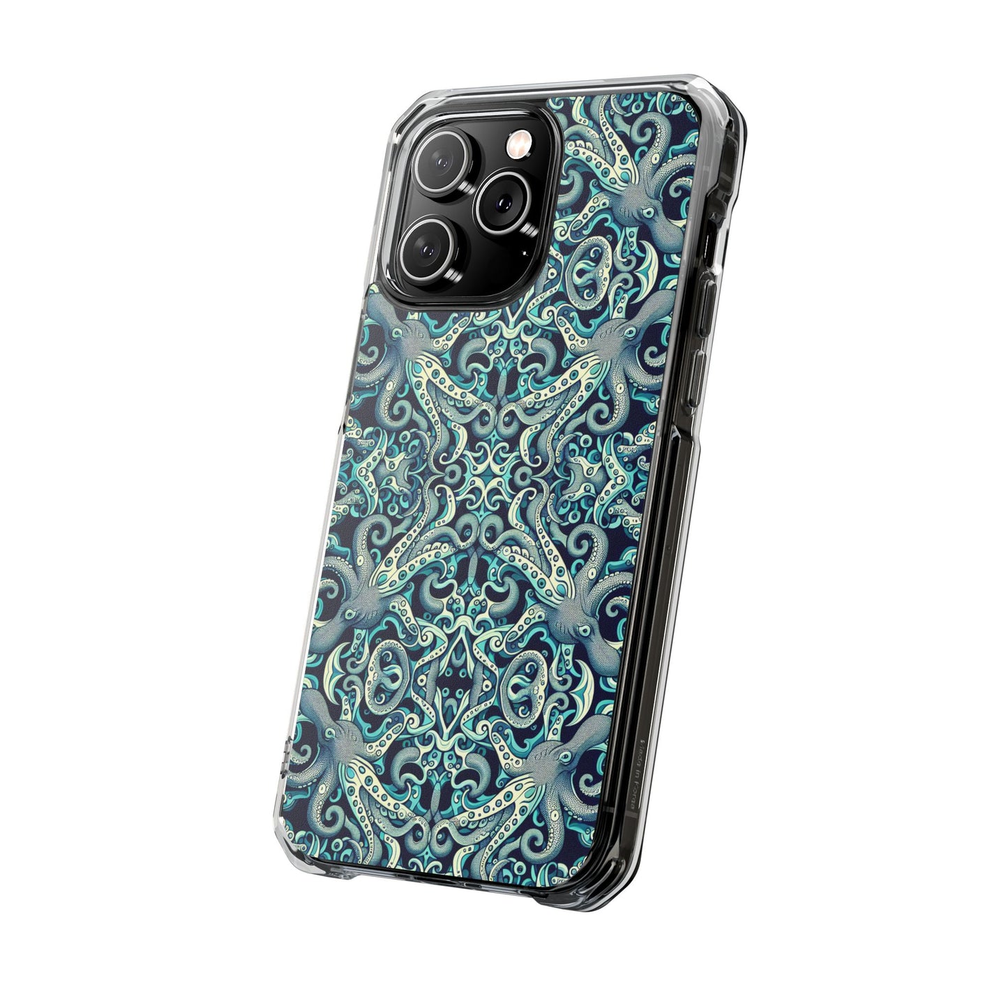 Twisted Aqua Octopus Magnetic Clear Phone Case, Many Models