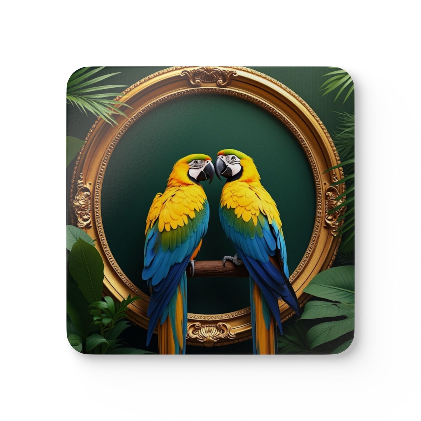 Coaster Set - Framed Parrot Pair
