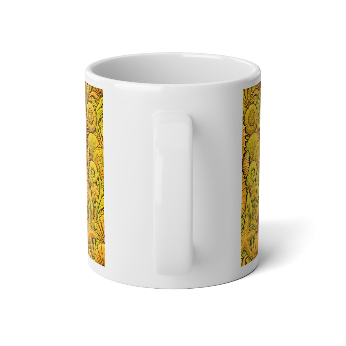 Jumbo Mug, 20oz, Yellow Seahorses | Tropical Coffee Cup