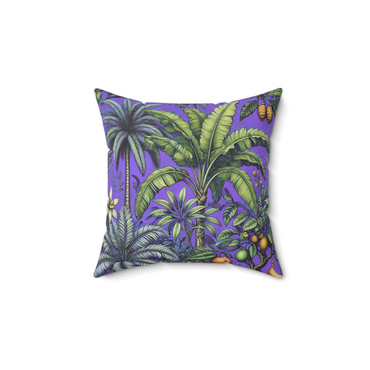 Tropical Pillow, 4 sizes - Colorful Spun Polyester Square Cushion / Tropical Fruit, Purple