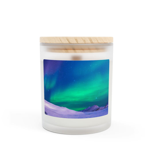 Frosted Glass Candle, 11oz - Cold Ocean Lights, Peacock