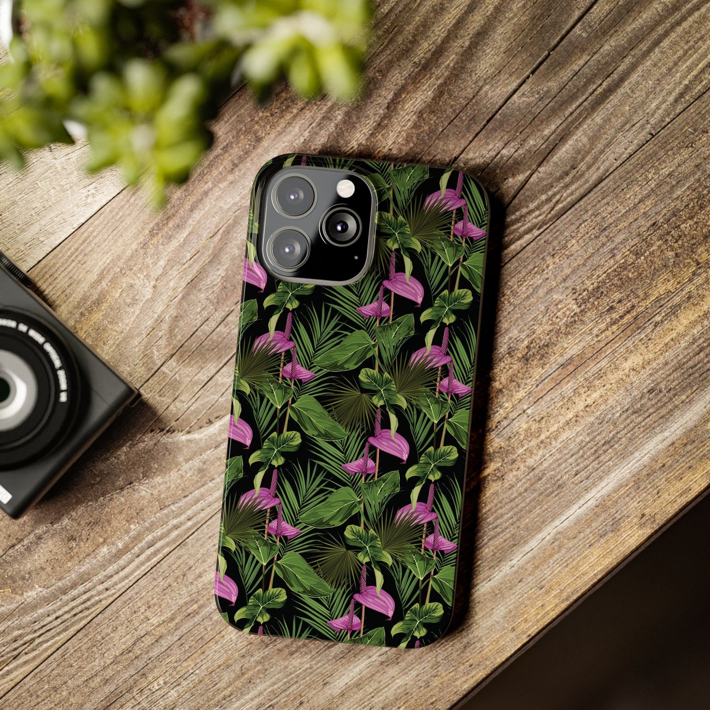 Slim Phone Cases - Anthurium and Palm