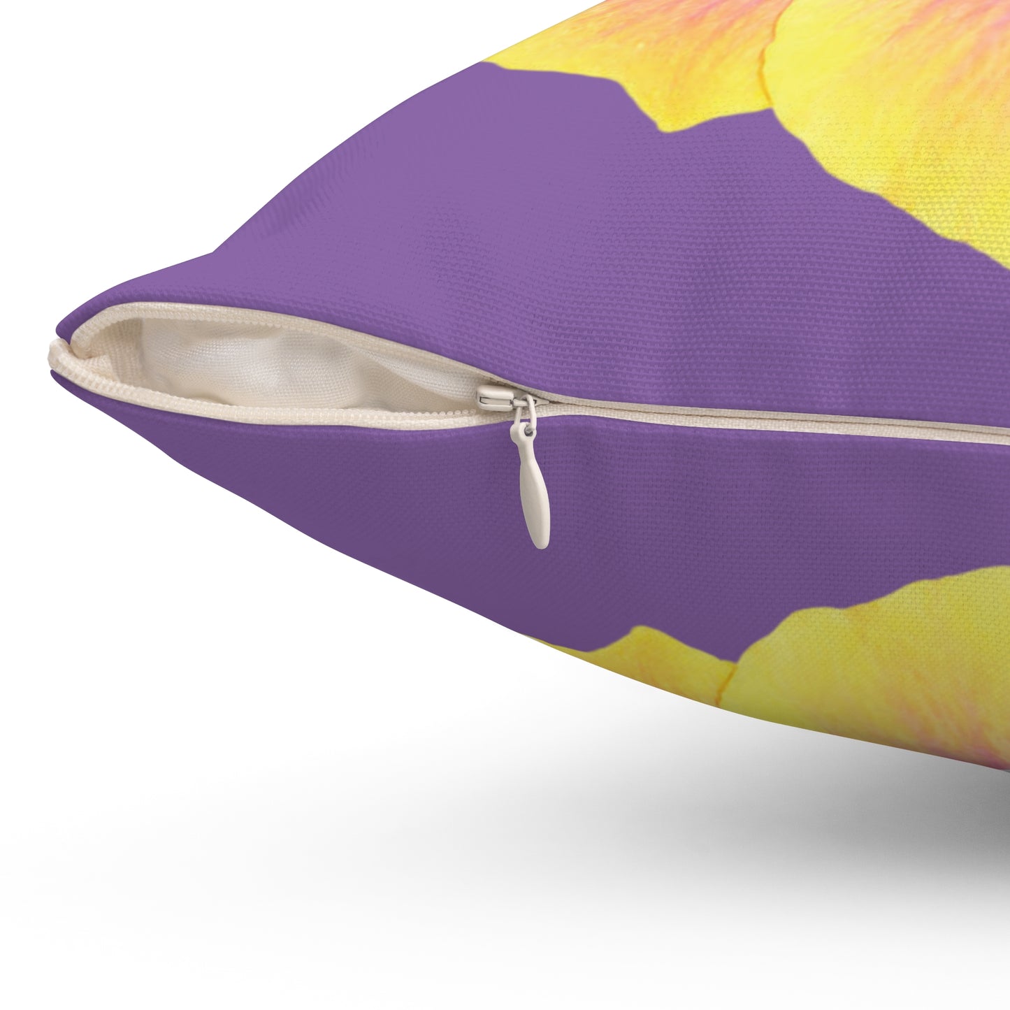 Decorative Pillow - Accent Cushion, 4 Sizes / Photo Yellow Hibiscus, Lt. Purple