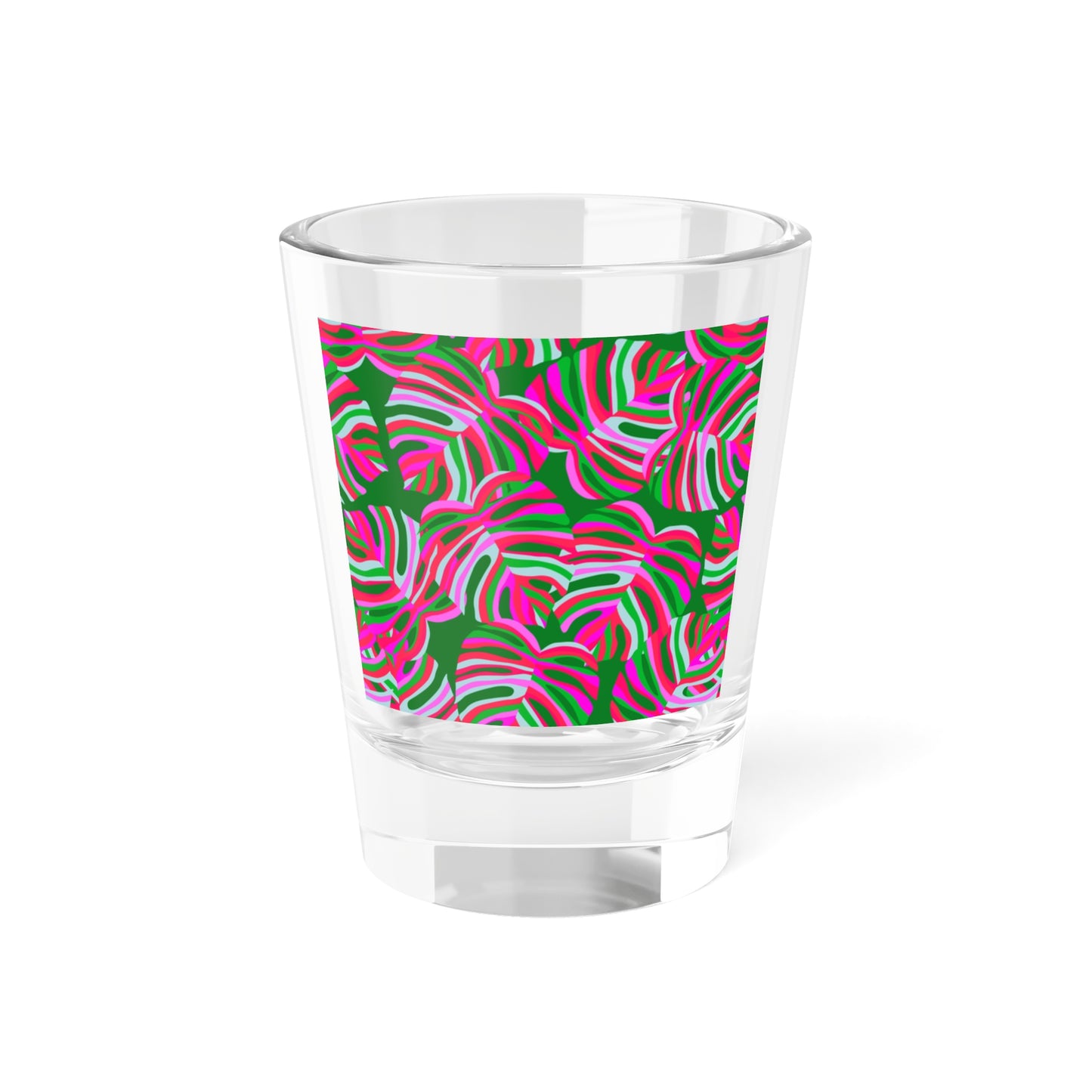 Clear Shot Glass, 1.5oz - Monstera Pink Pop