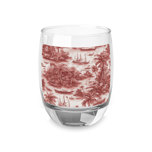 Whiskey Glass, Tropical Toile #1, russet