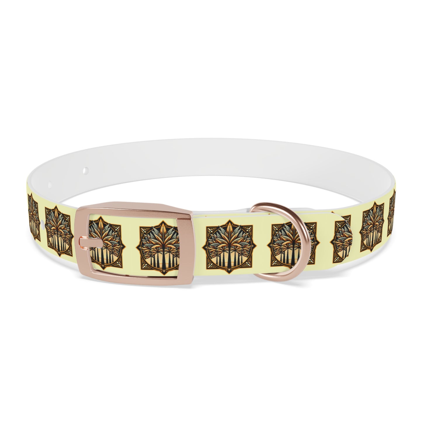 Dog Collar - Deco Palm Trees, Buttercream