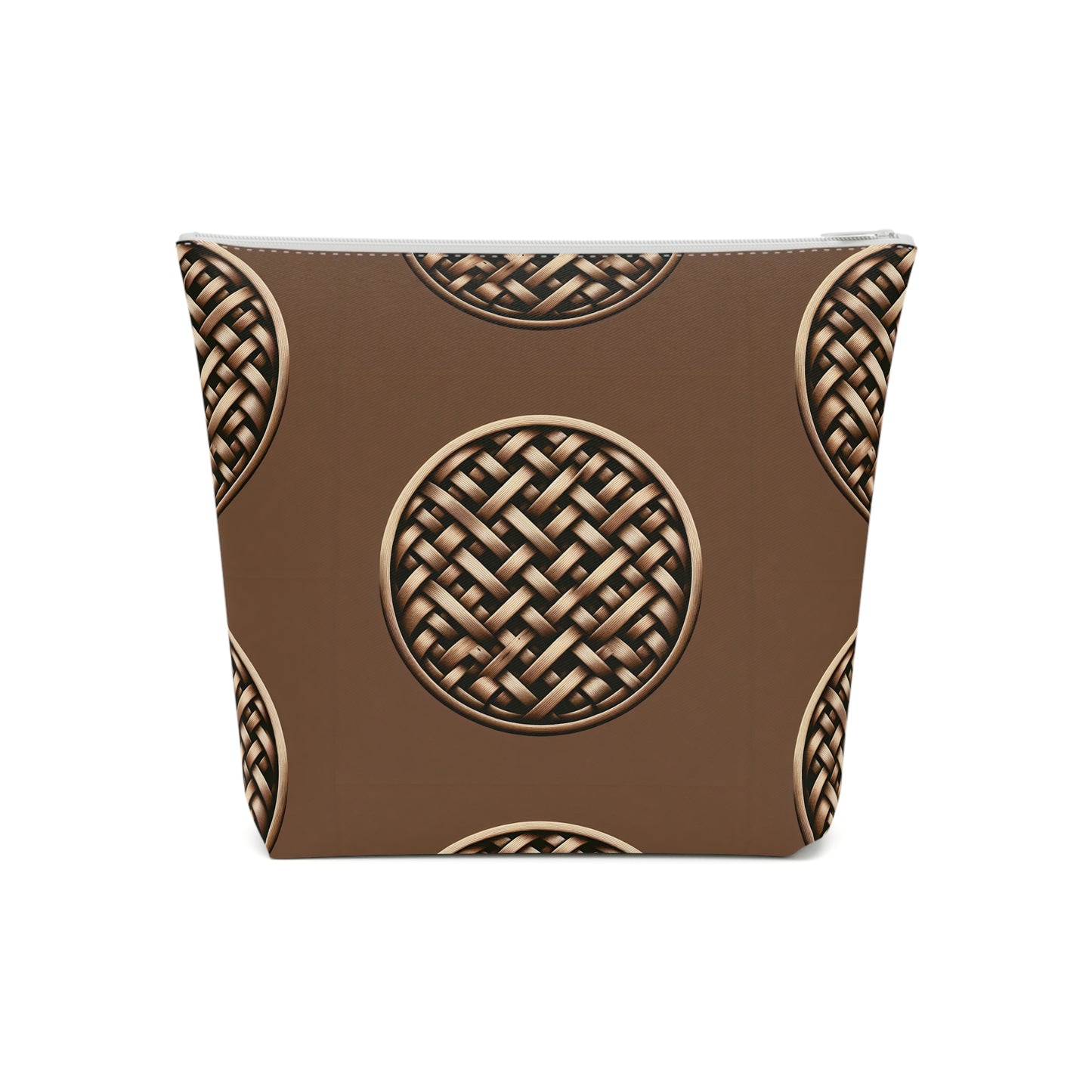 Tropical Cotton Cosmetic Bag - Makeup Pouch, 5 Sizes / Brown Wicker Button