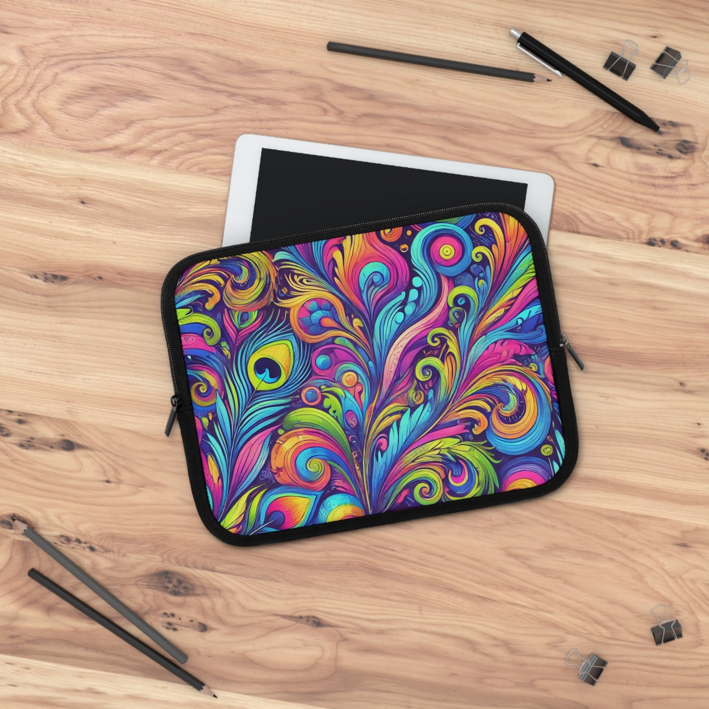 Tropical Laptop Sleeve, 5 Sizes - Perfect for Beach Lovers & Students / Feather Currents