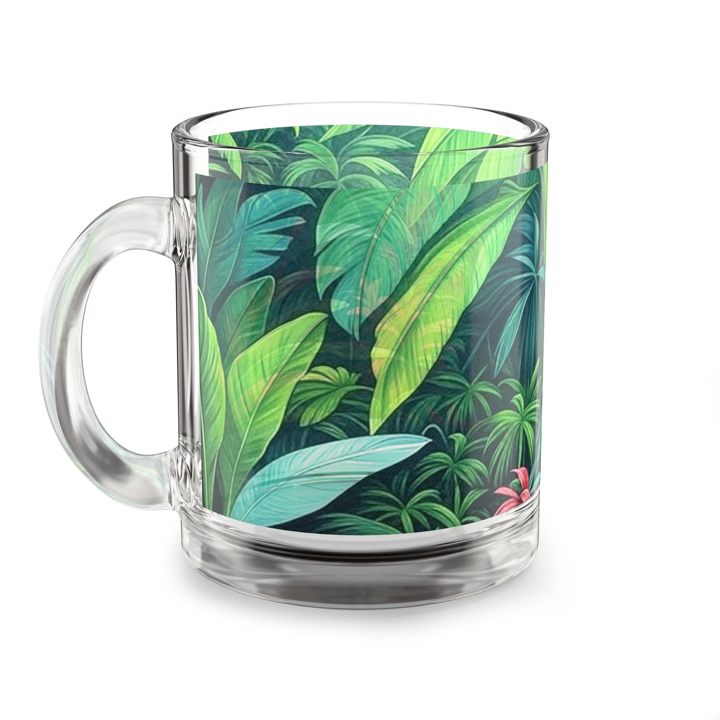 Tropical Glass Mug - 10oz Coffee Cup / Sleeping Spot