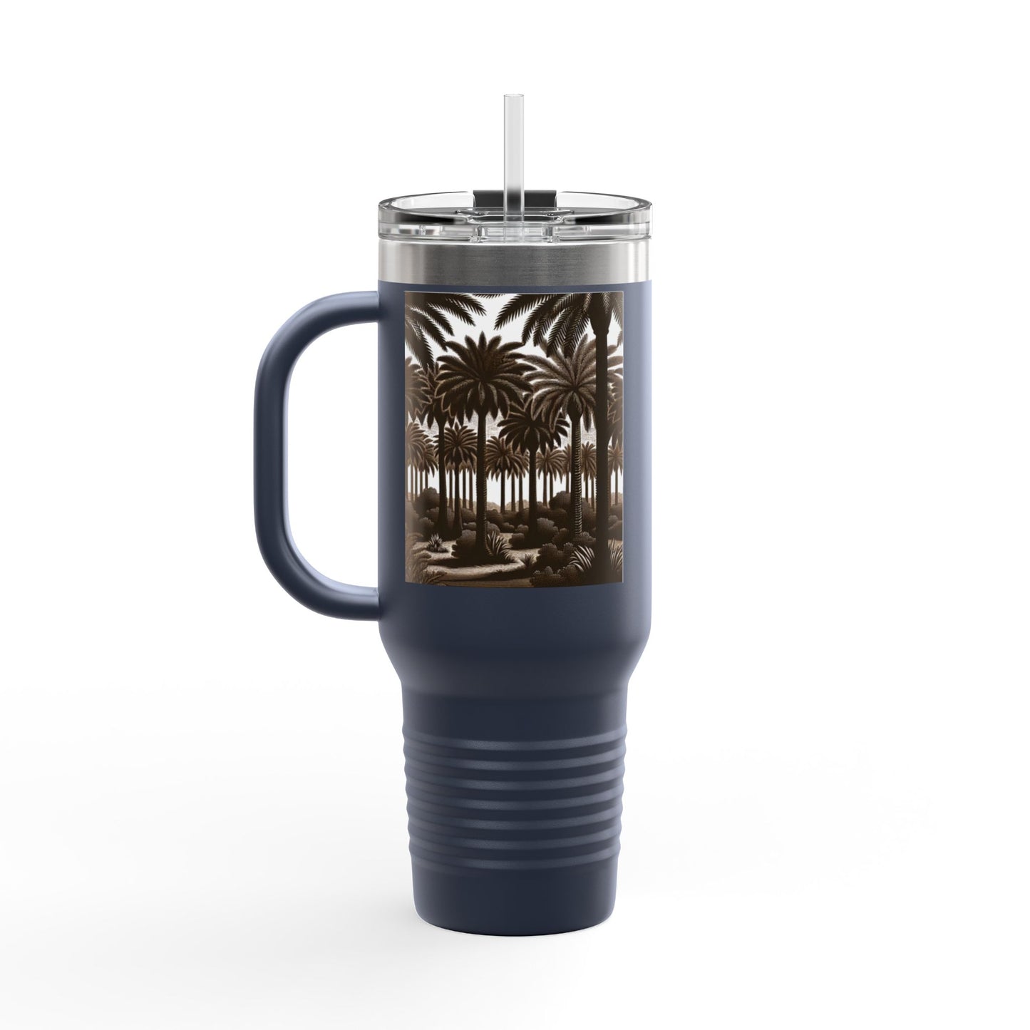 Woodcut Palms Insulated Travel Mug - 40oz - Perfect for Outdoor Adventures