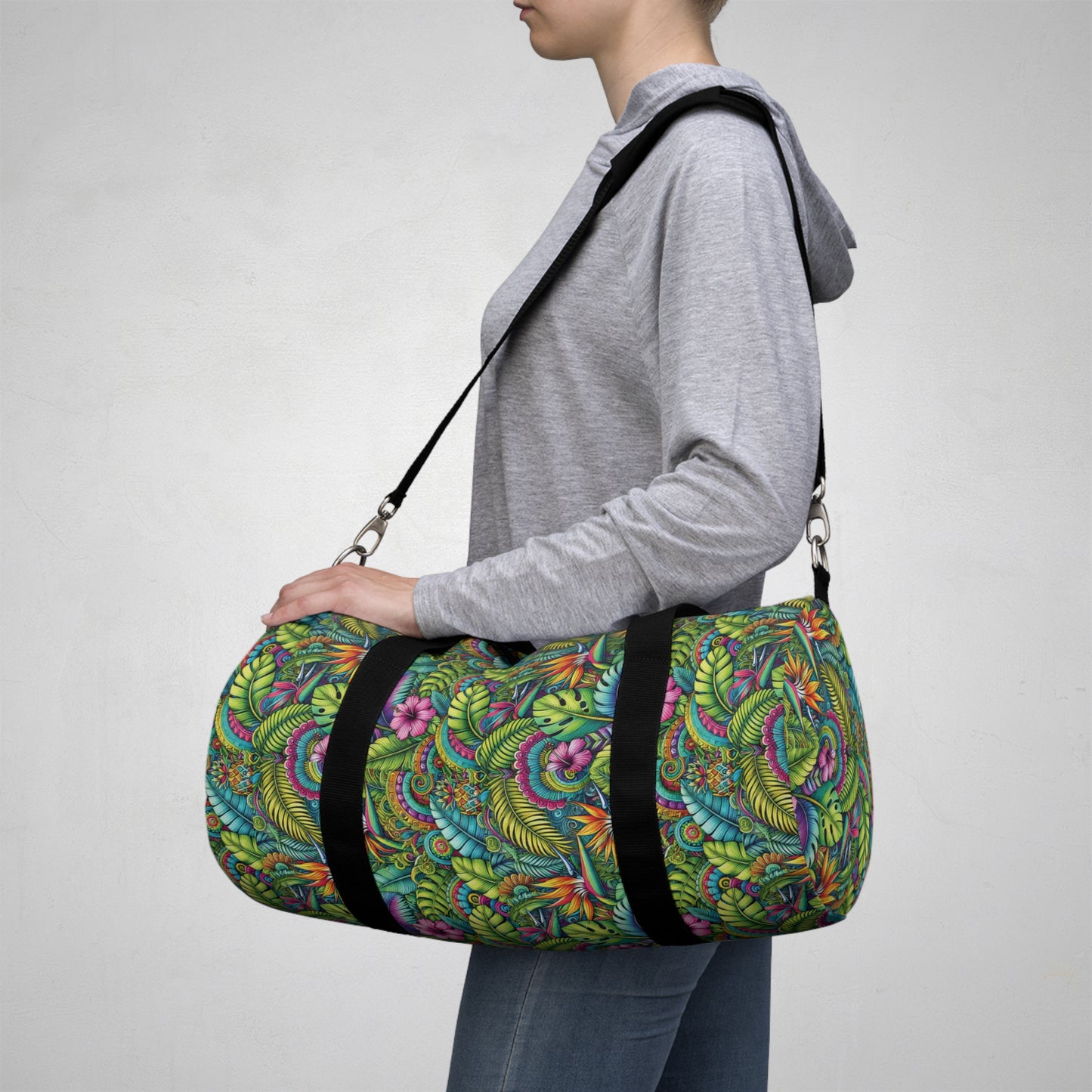 Tropical Duffel Bag - Perfect for Travel and Gym / Rainforest Blooms