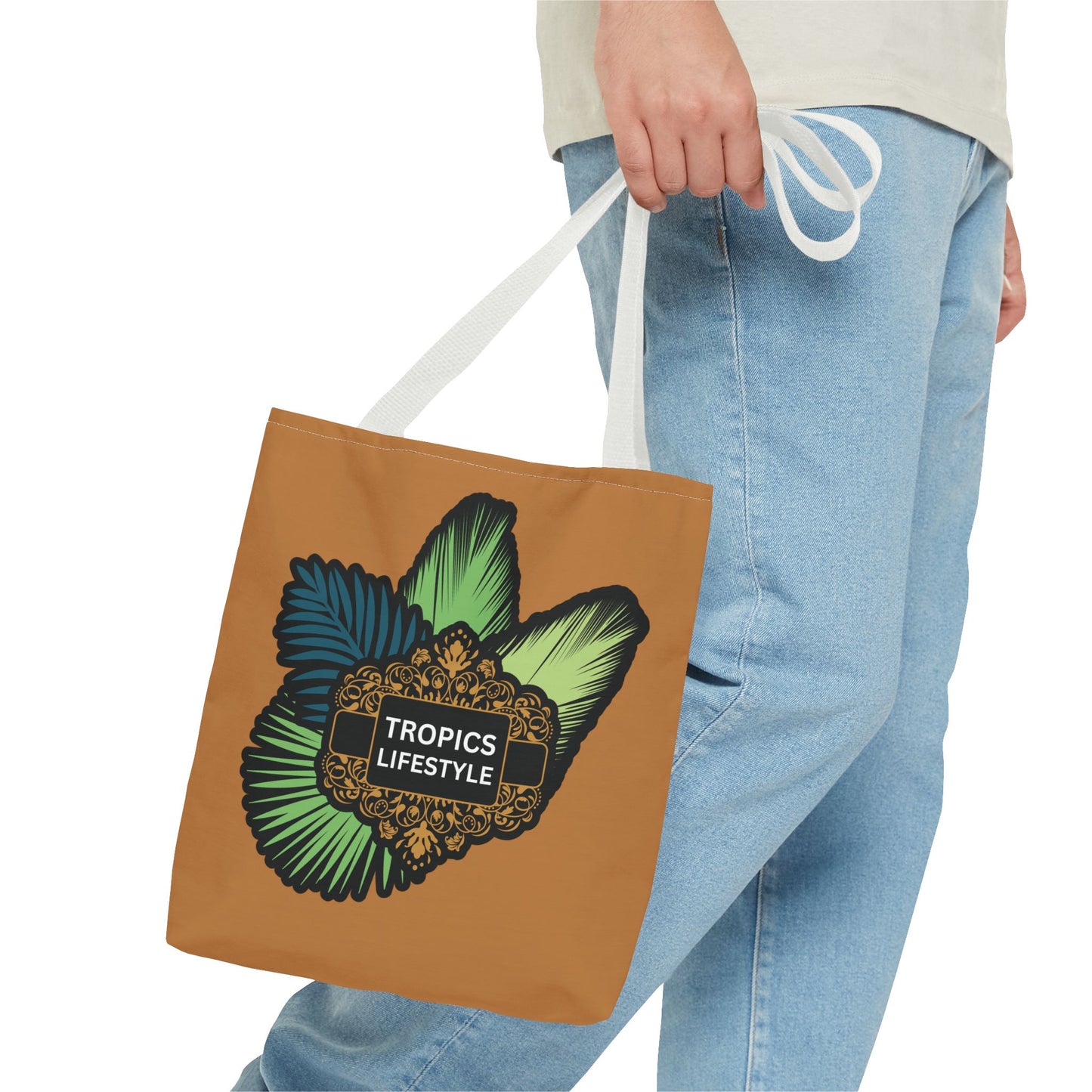 Elegant Tropics Lifestyle Logo Tote Bag - 3 Sizes, Lt. Brown