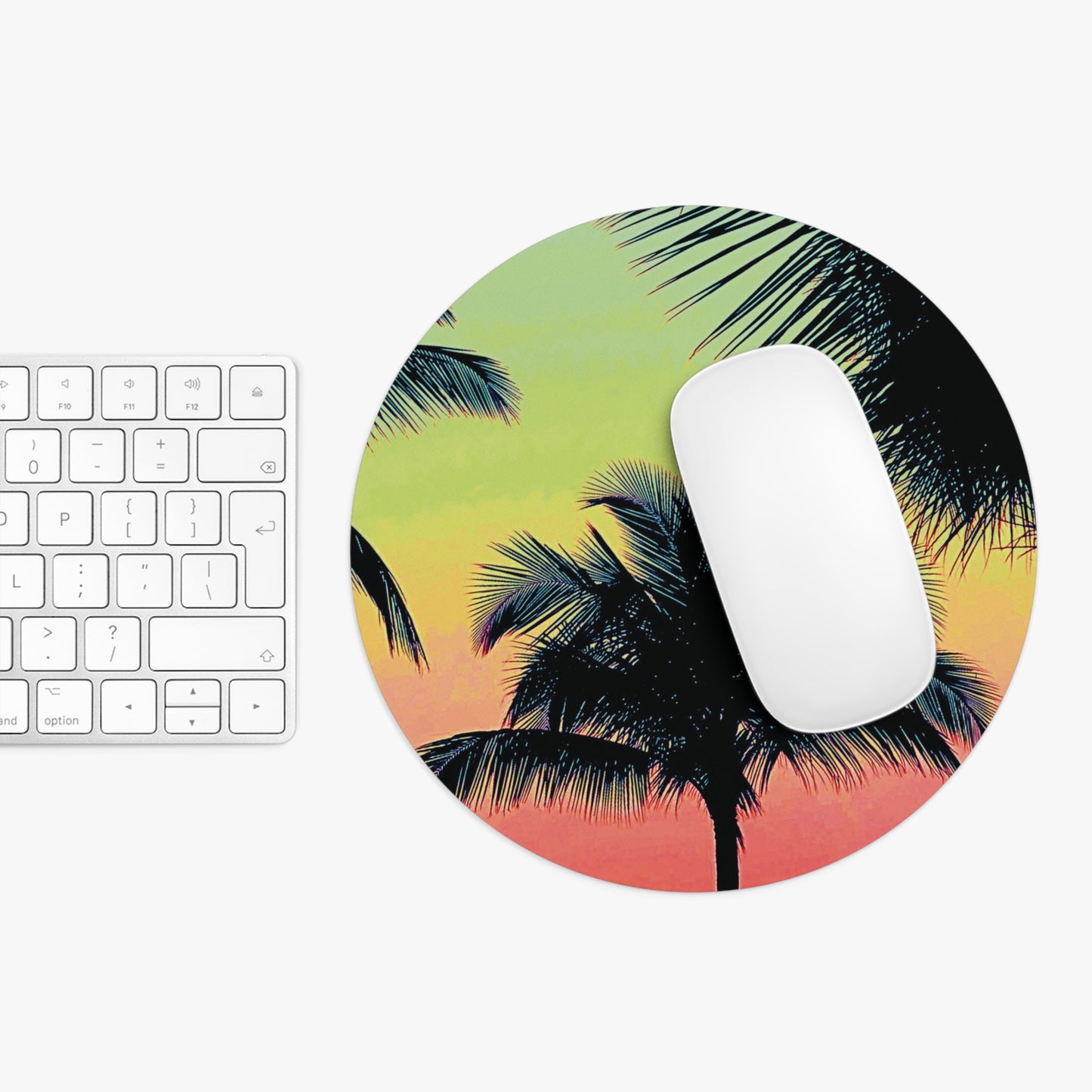 Coastal Mouse Pad, 2 Shapes - Beach Vibes for Home Office & Gamer / Palm Glow, Sangria