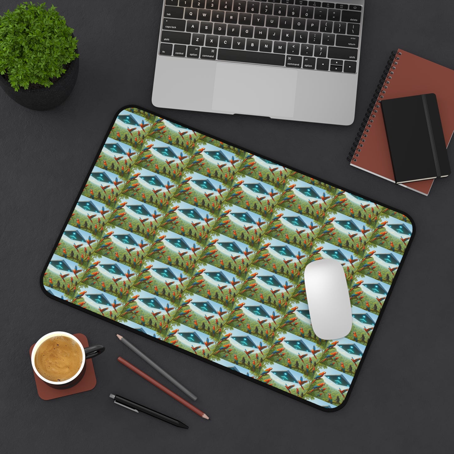 Tropical Mouse Pad/Desk Mat, 3 Sizes - Perfect for Home Office / Macaws and UFO