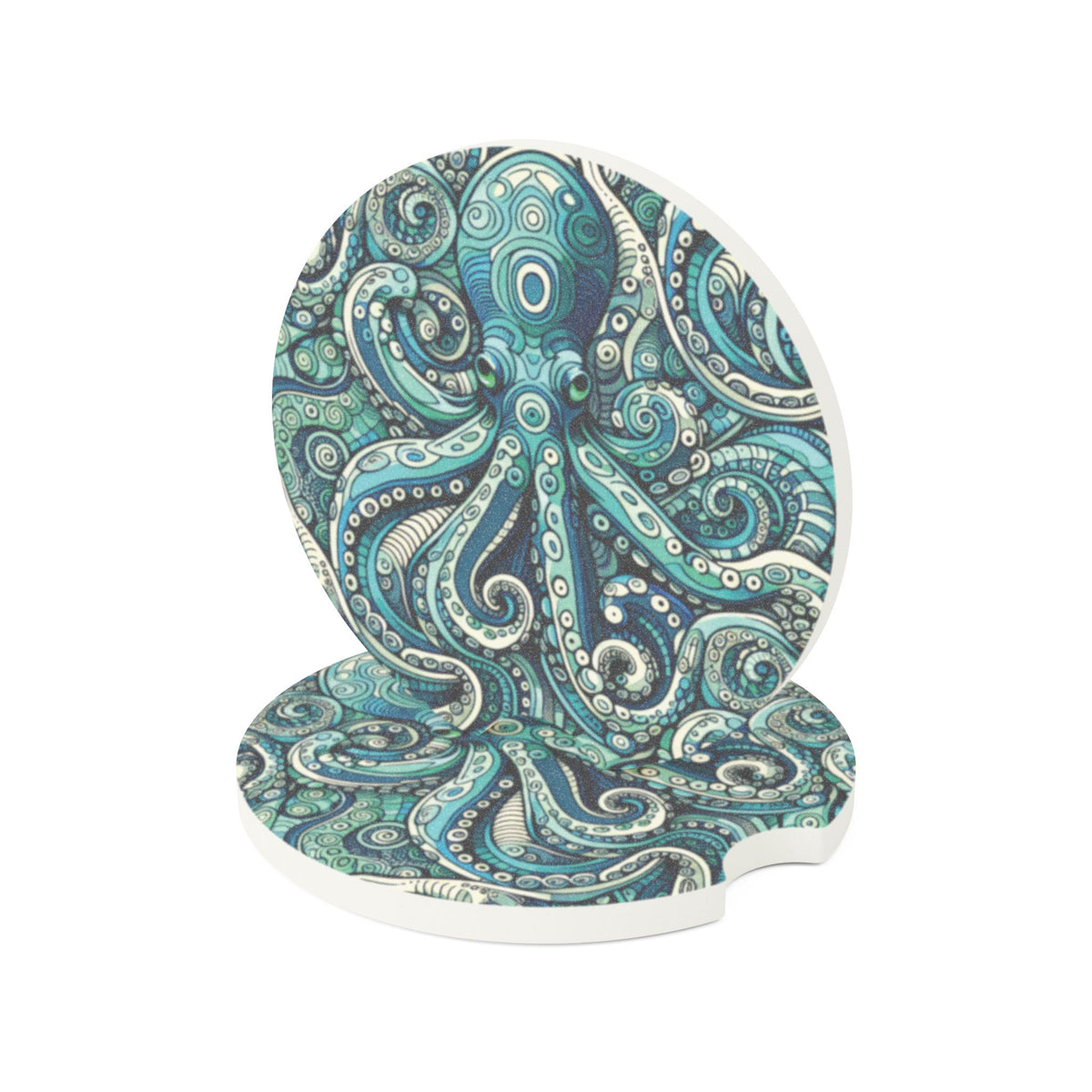 Soapstone Car Coaster - Aqua Octopus