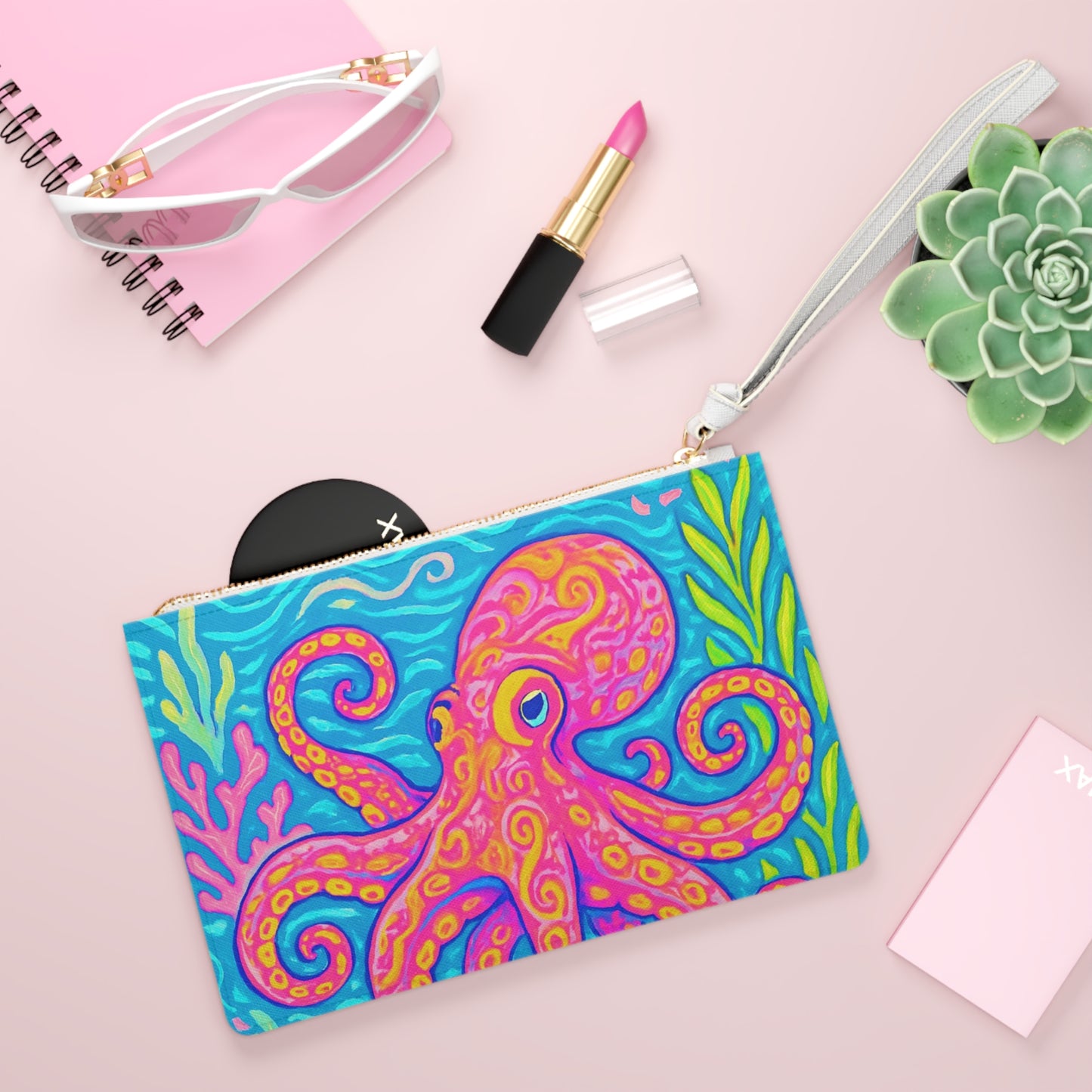 Tropical Faux Leather Clutch Bag - Perfect for Beach Adventures & Summer Vacations / Octopus Kraken Joe