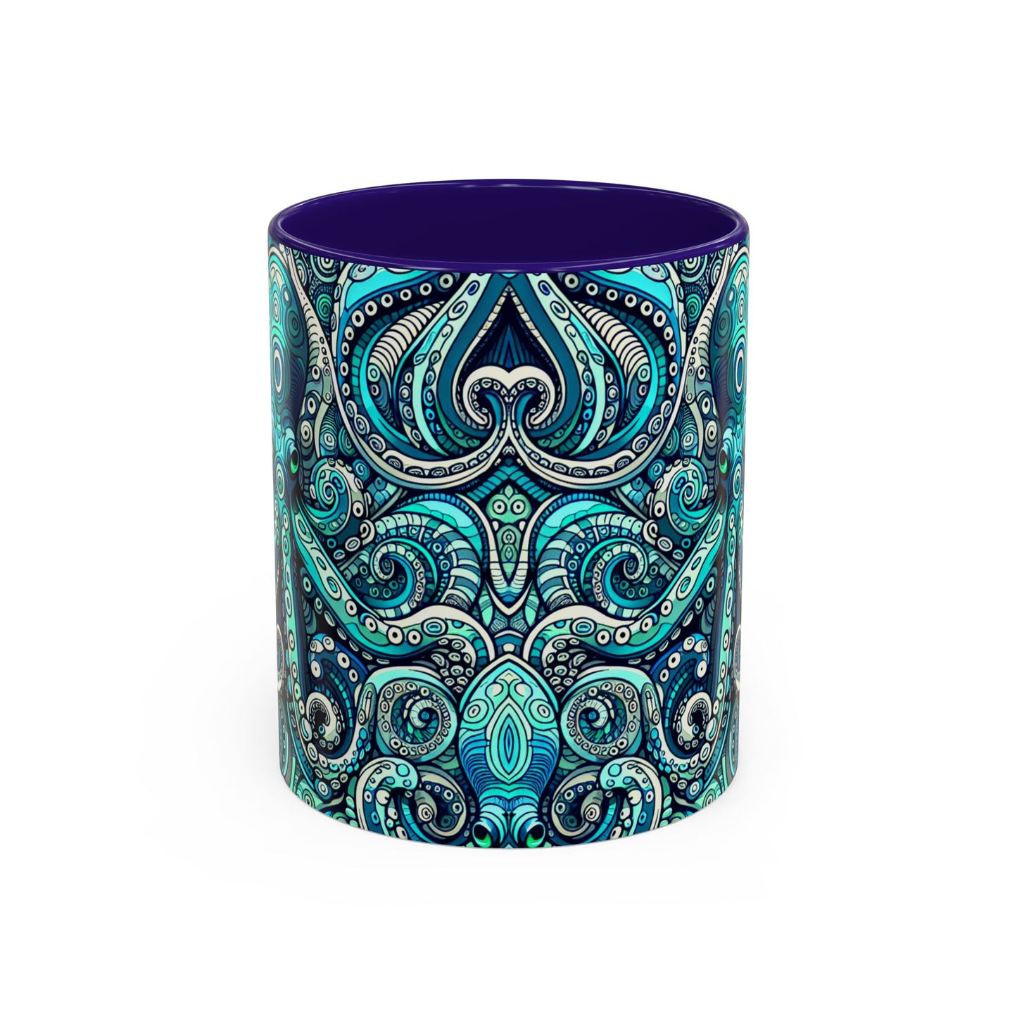 Accent Color Coffee Mug, Many Colors - 11oz & 15oz / Aqua Octopus