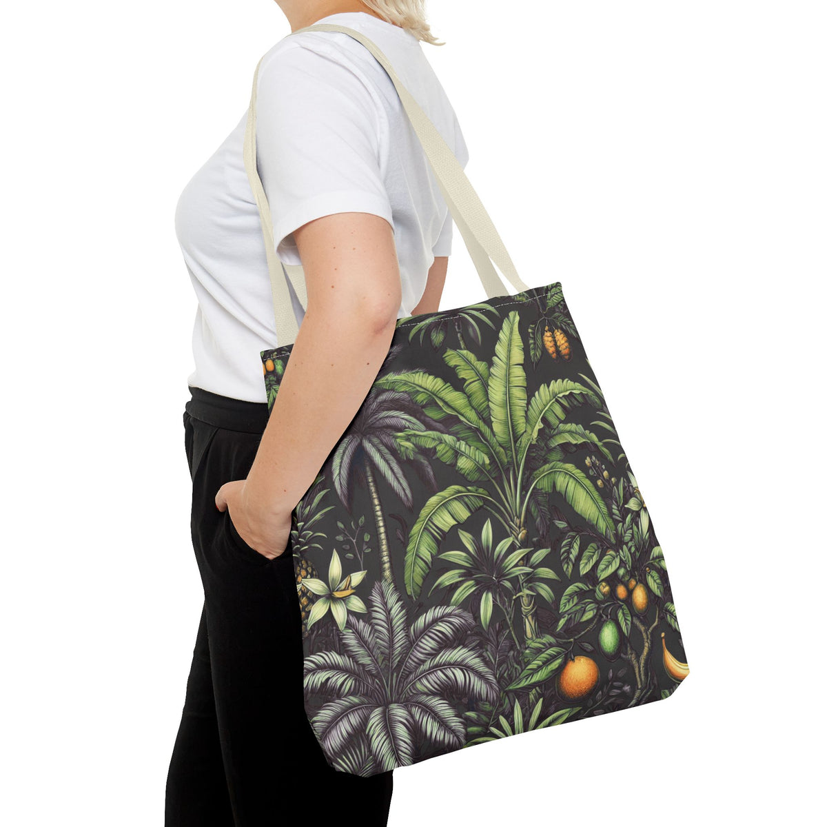 Tropical Fruit/Black Tote Bag - 3 Sizes