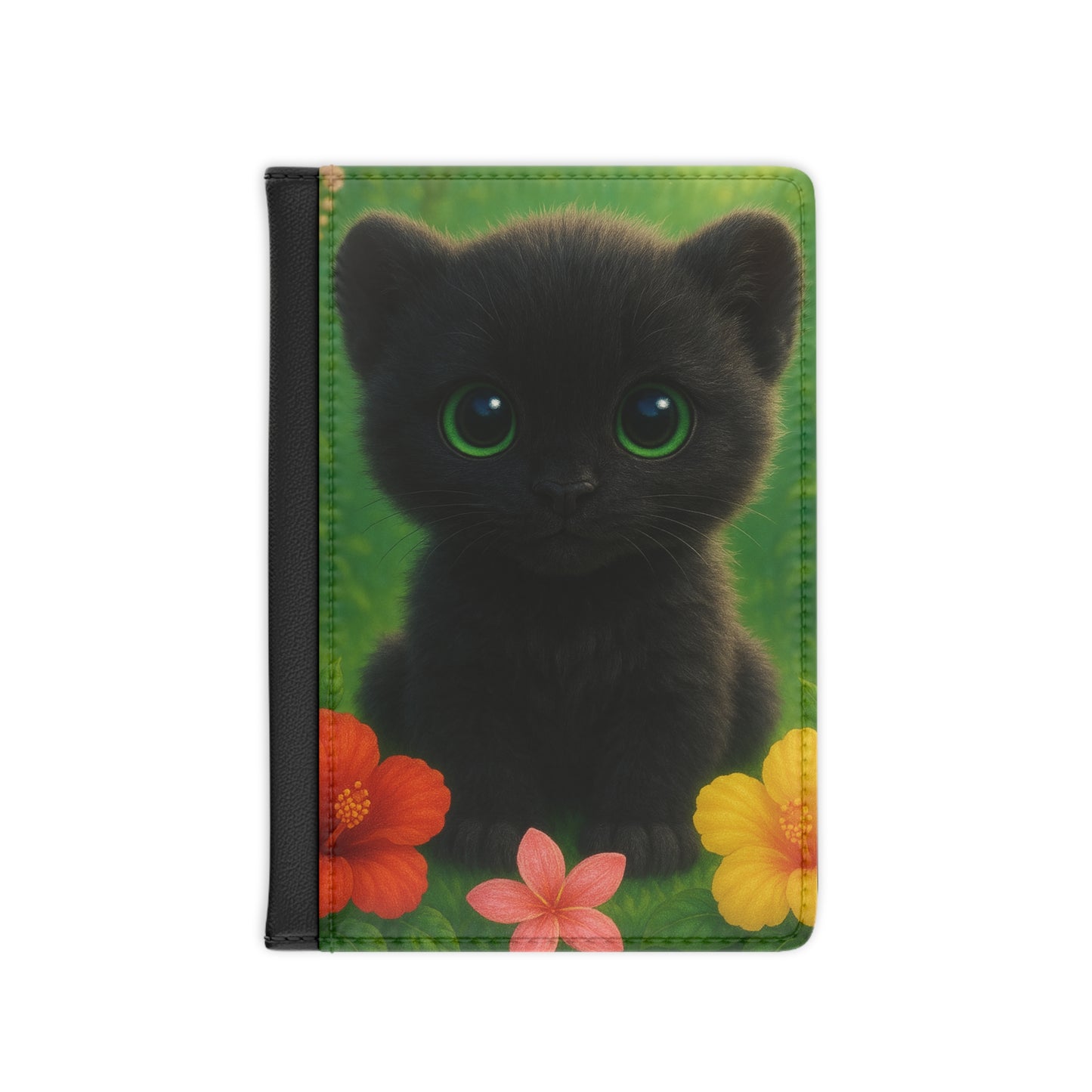 Tropical Passport Cover, Faux Leather - RFID blocking for travel security / Baby Black Panther