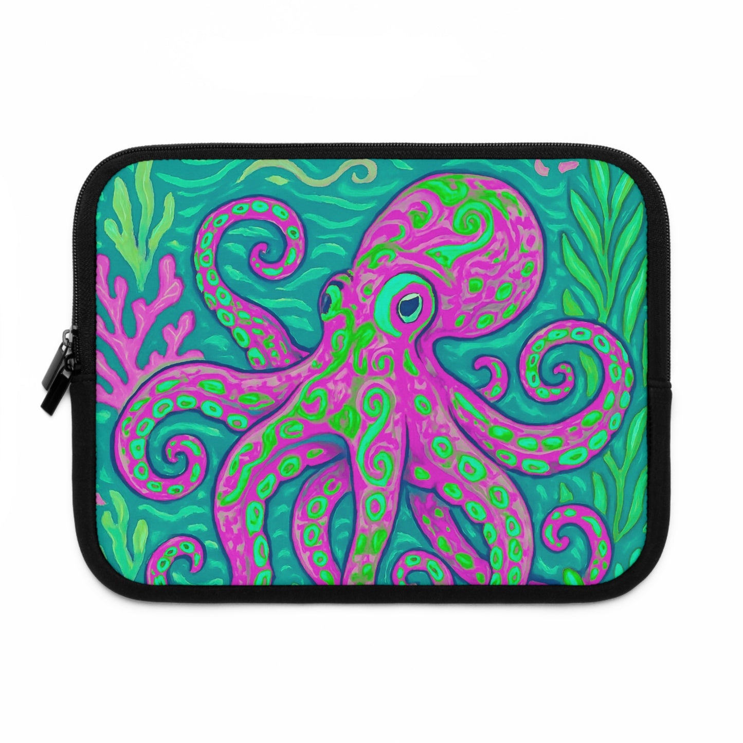 Tropical Laptop Sleeve, 5 Sizes - Perfect for Beach Lovers & Students / Octopus Kraken Joe, Purple