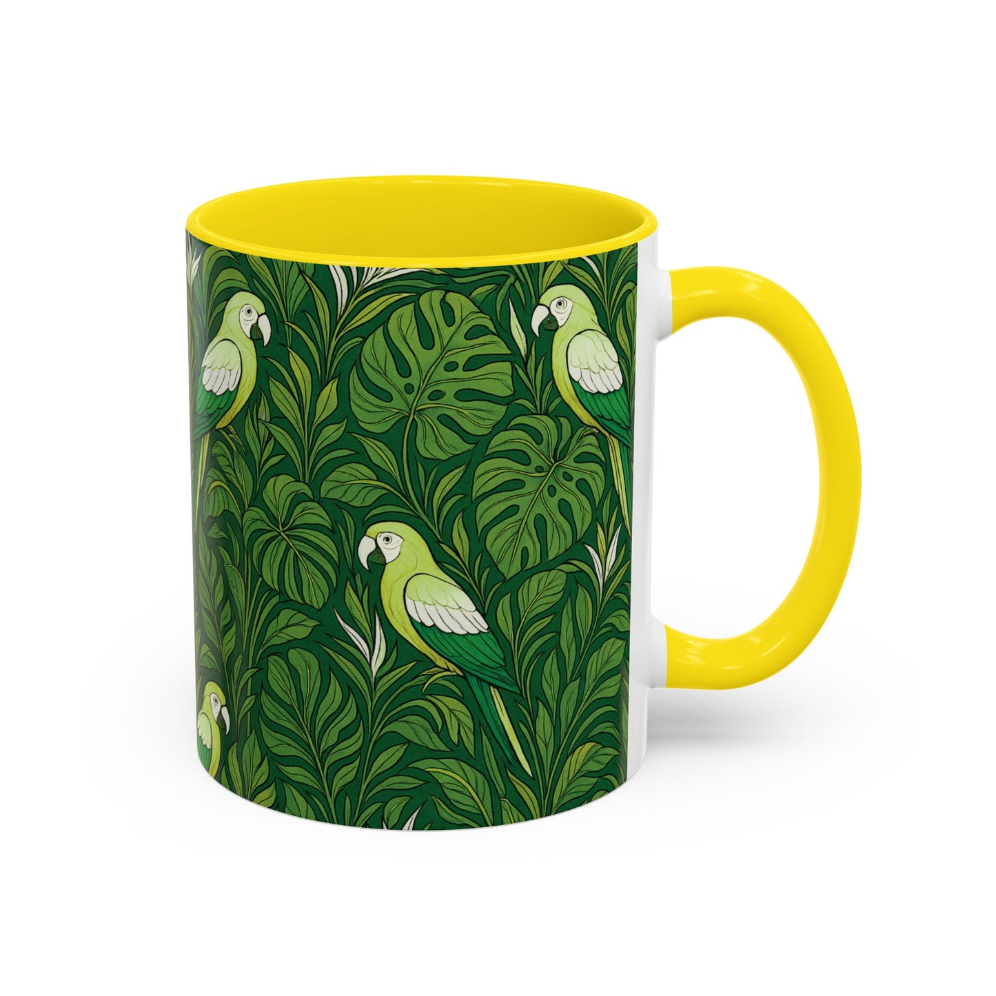 Accent Coffee Mug (11, 15oz), 8 Colors - Parrot Family, Lime
