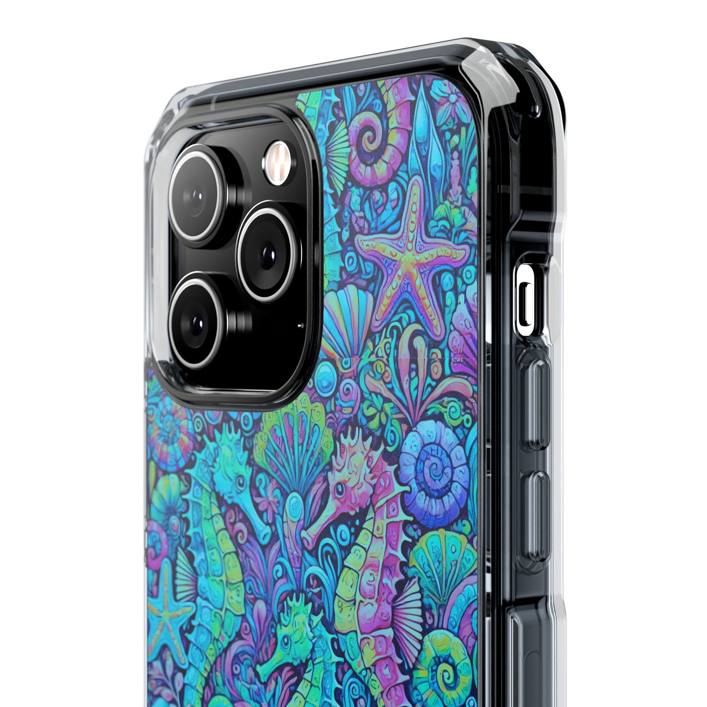 Seahorses/Turquoise POP Magnetic Clear Phone Case, Many Models