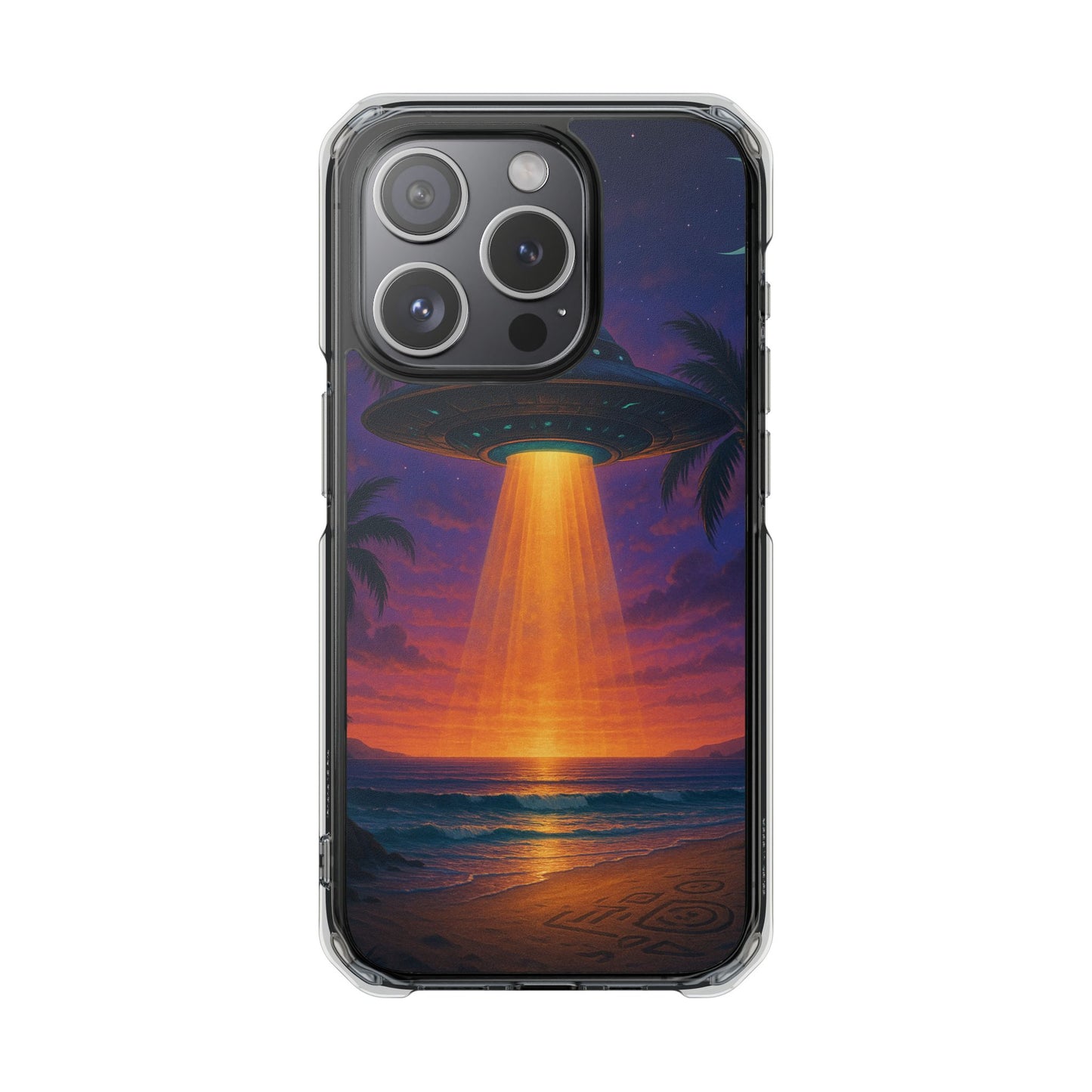 Beach UFO at Night Magnetic Clear Phone Case, Many Models