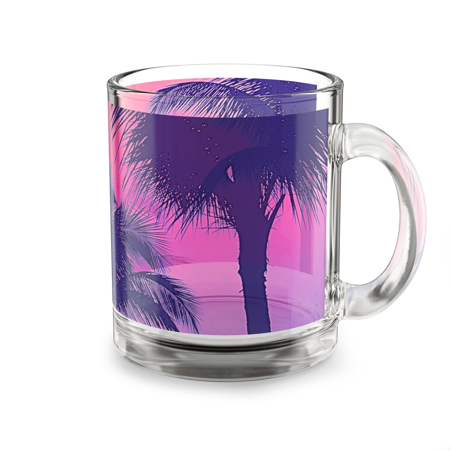 Tropical Glass Mug - 10oz Coffee Cup / Palm Glow Pop
