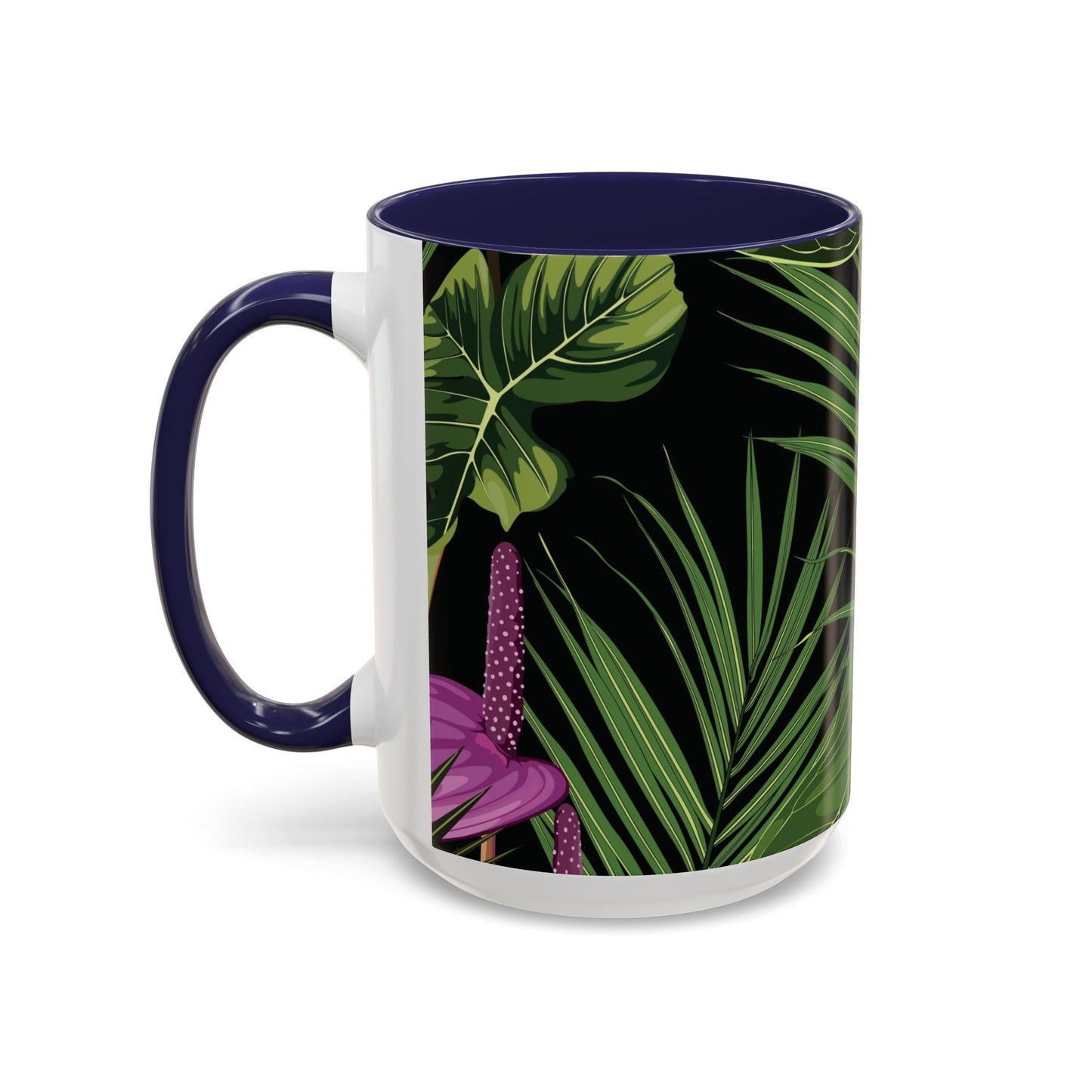 Accent Coffee Mug - Fun Tropical Drinkware for Flower Vibes /Anthurium and Palm